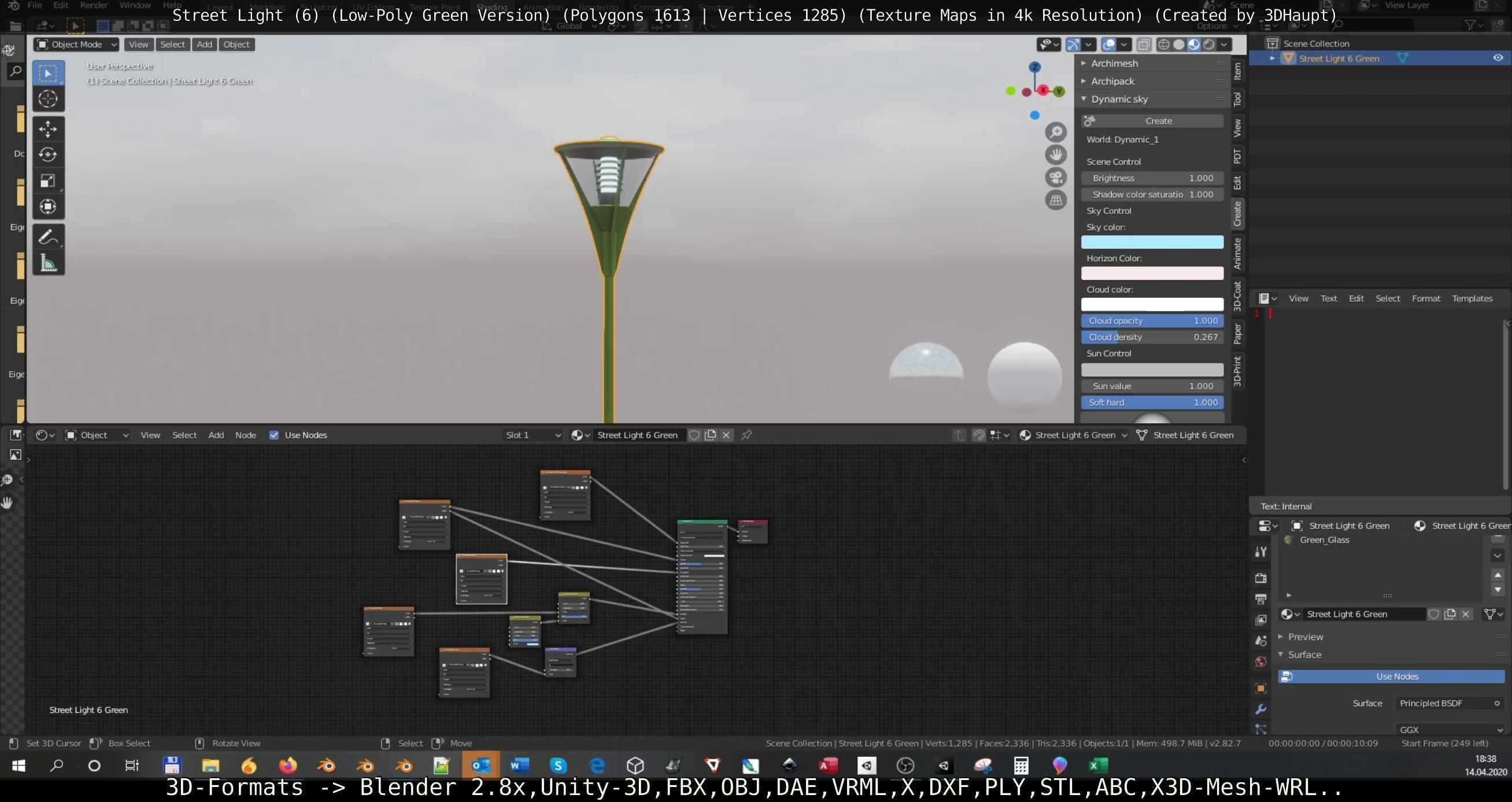 Street Light 6 Green Version Low-poly 3D model_118