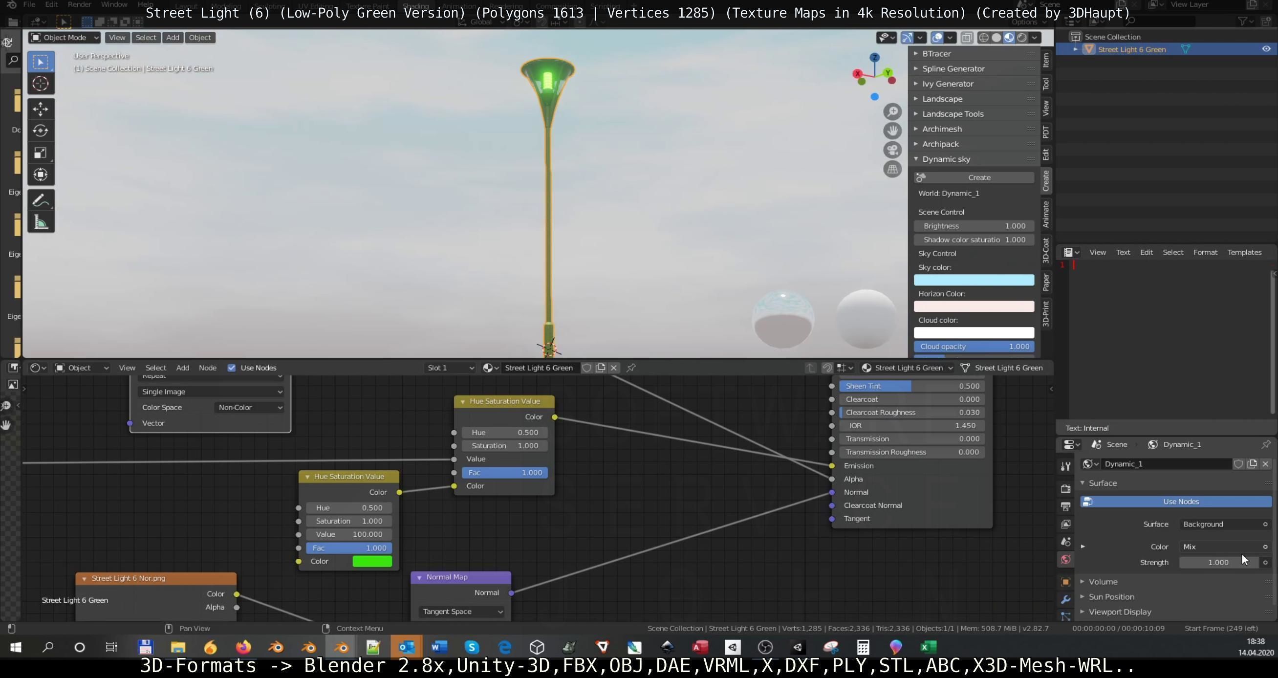 Street Light 6 Green Version Low-poly 3D model_35