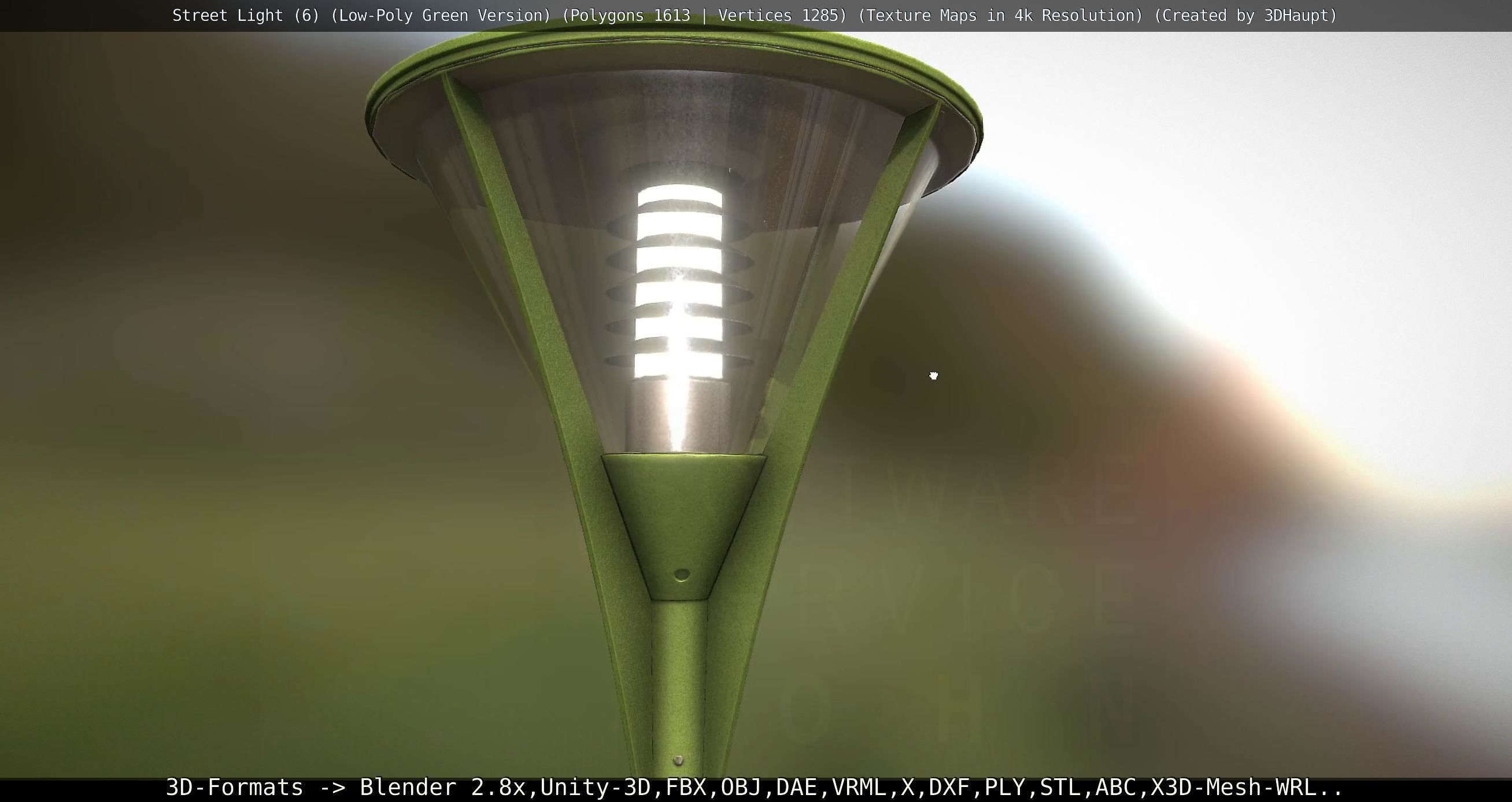 Street Light 6 Green Version Low-poly 3D model_108