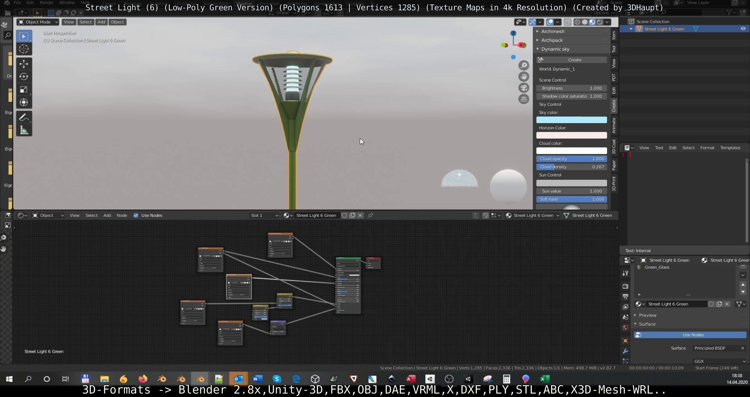 Street Light 6 Green Version Low-poly 3D model_123