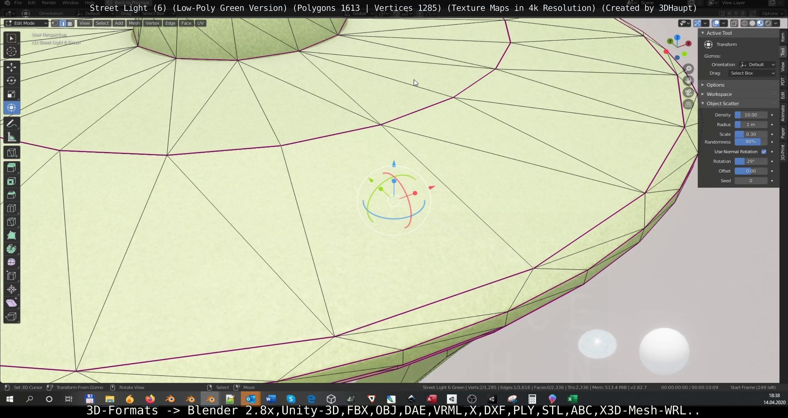 Street Light 6 Green Version Low-poly 3D model_11