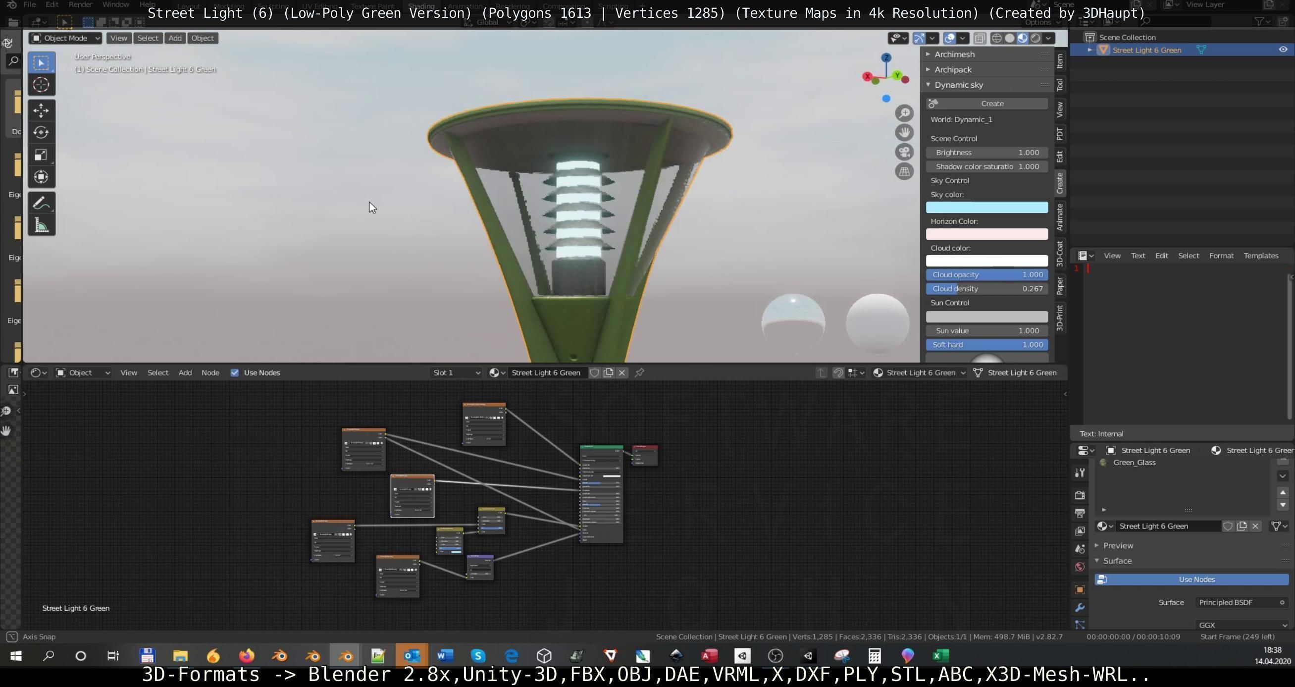 Street Light 6 Green Version Low-poly 3D model_8