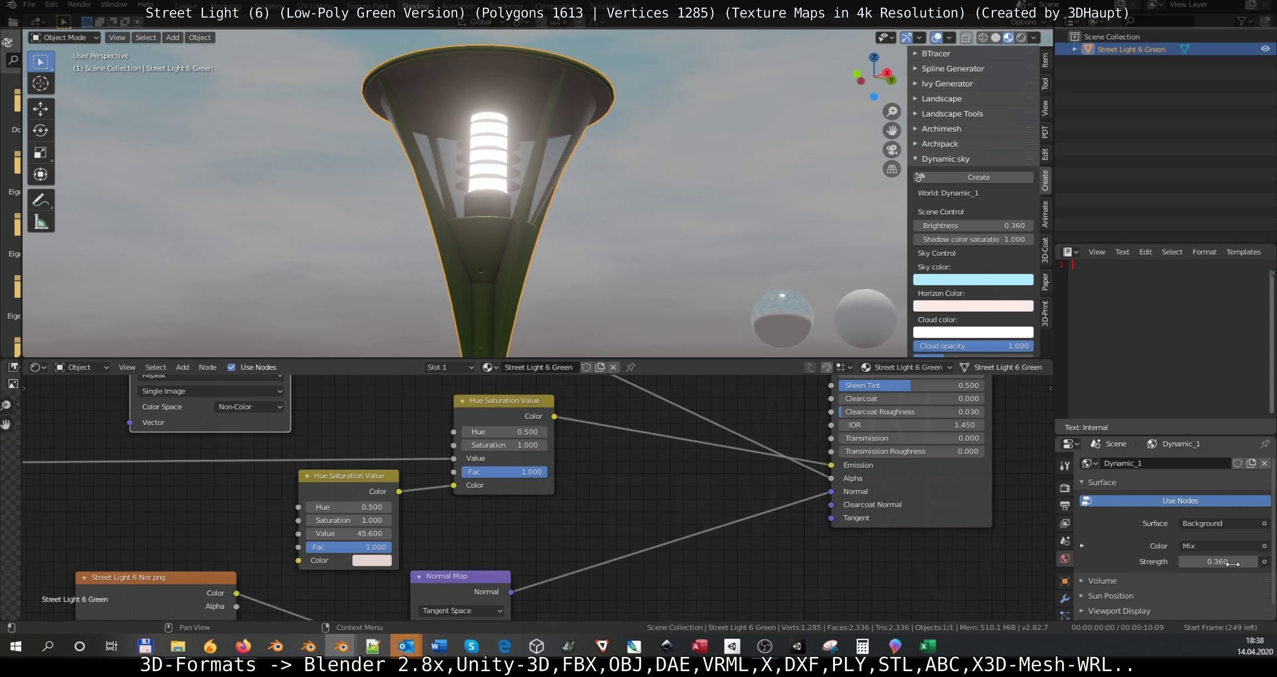 Street Light 6 Green Version Low-poly 3D model_64