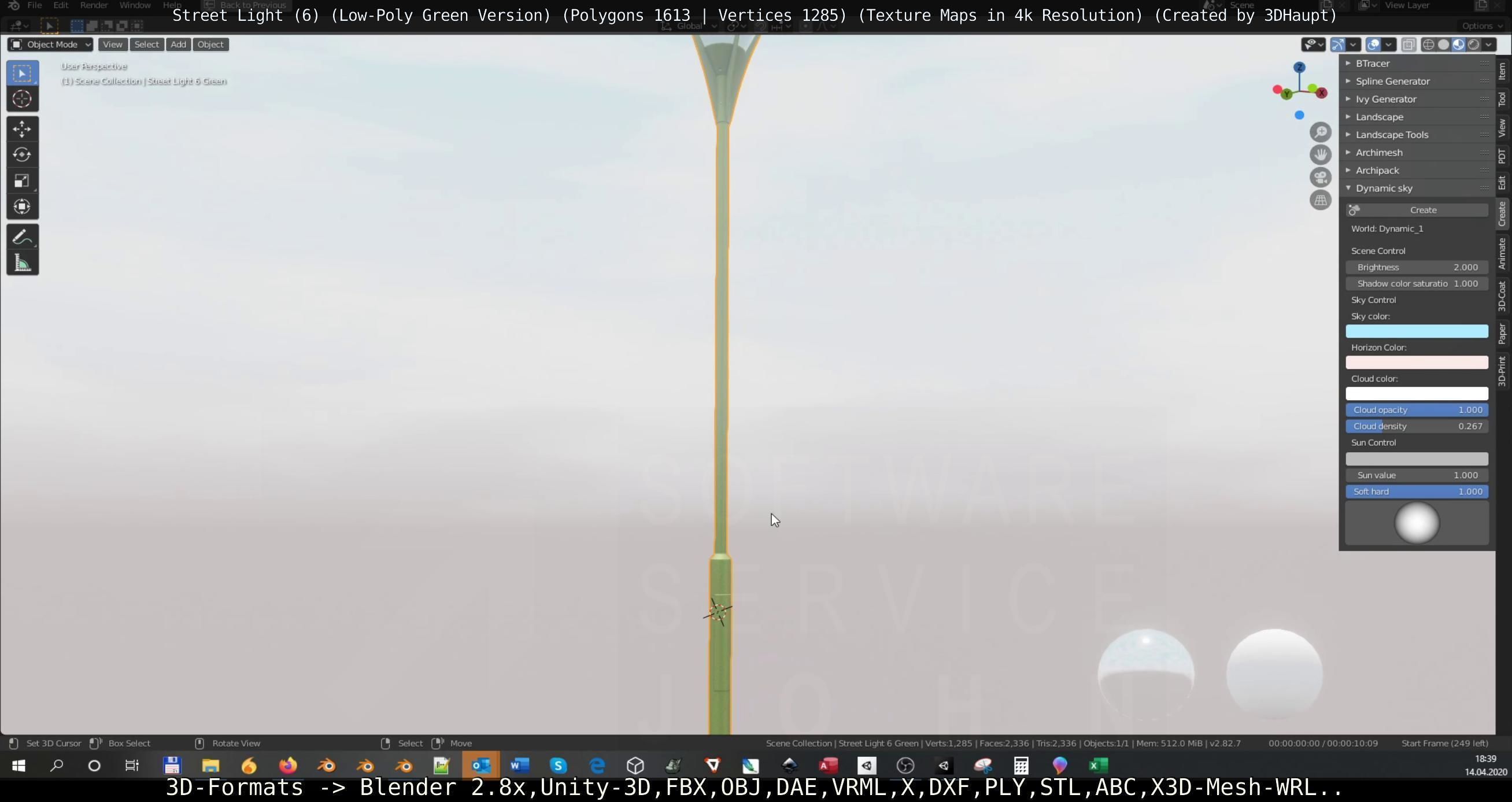 Street Light 6 Green Version Low-poly 3D model_92