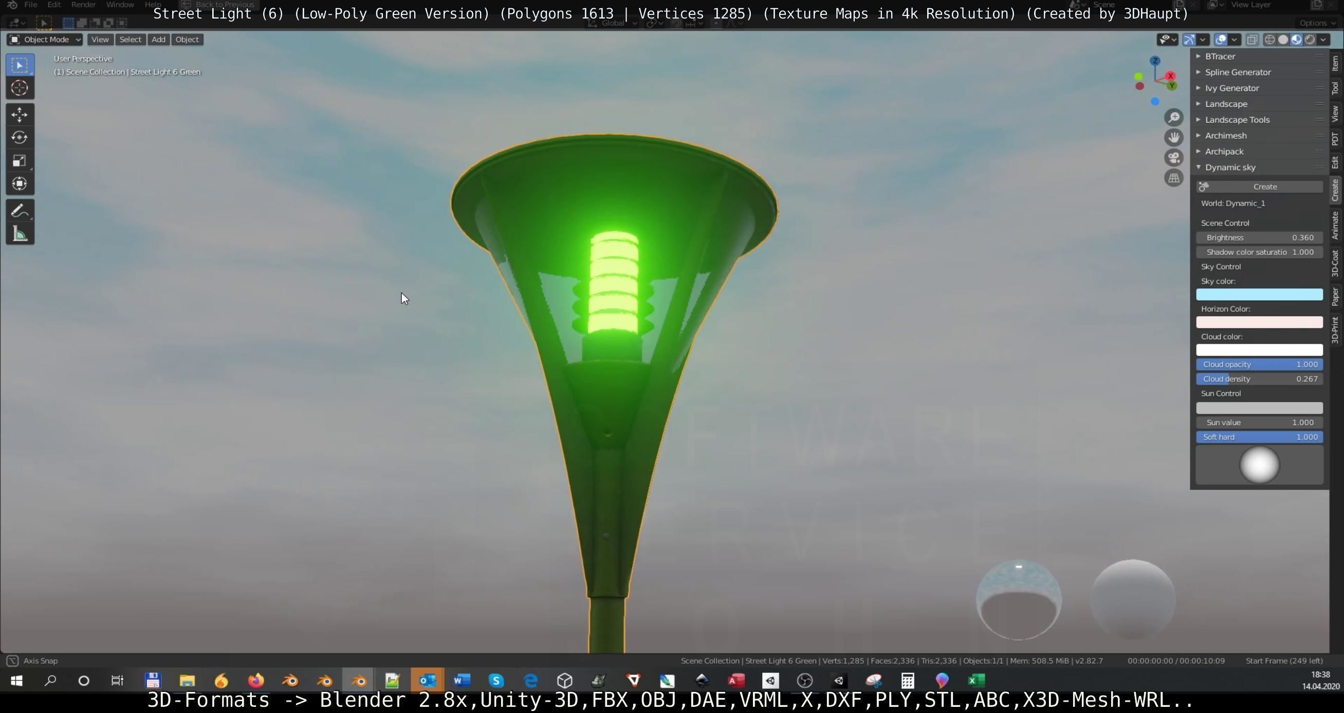 Street Light 6 Green Version Low-poly 3D model_44