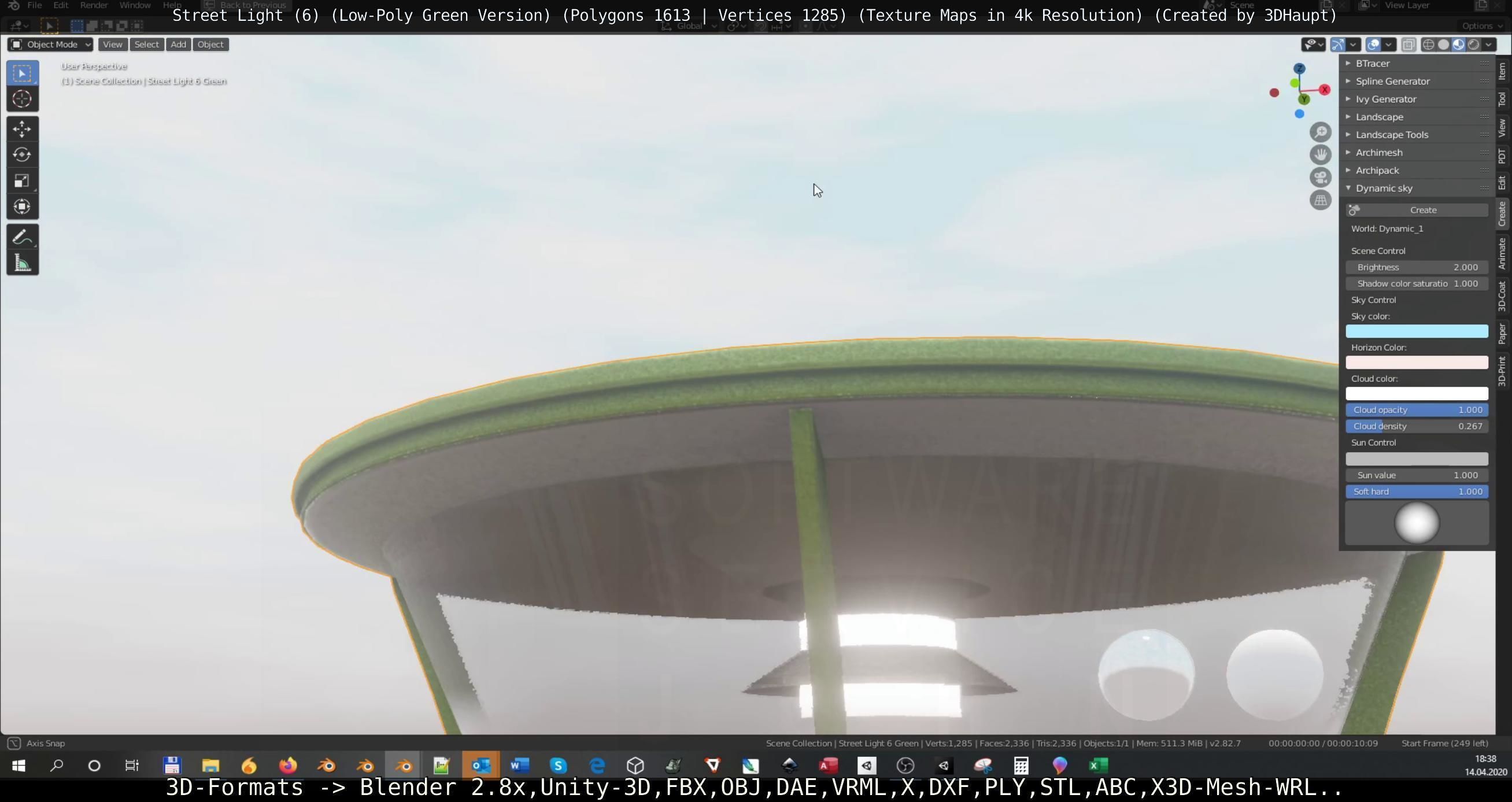 Street Light 6 Green Version Low-poly 3D model_71