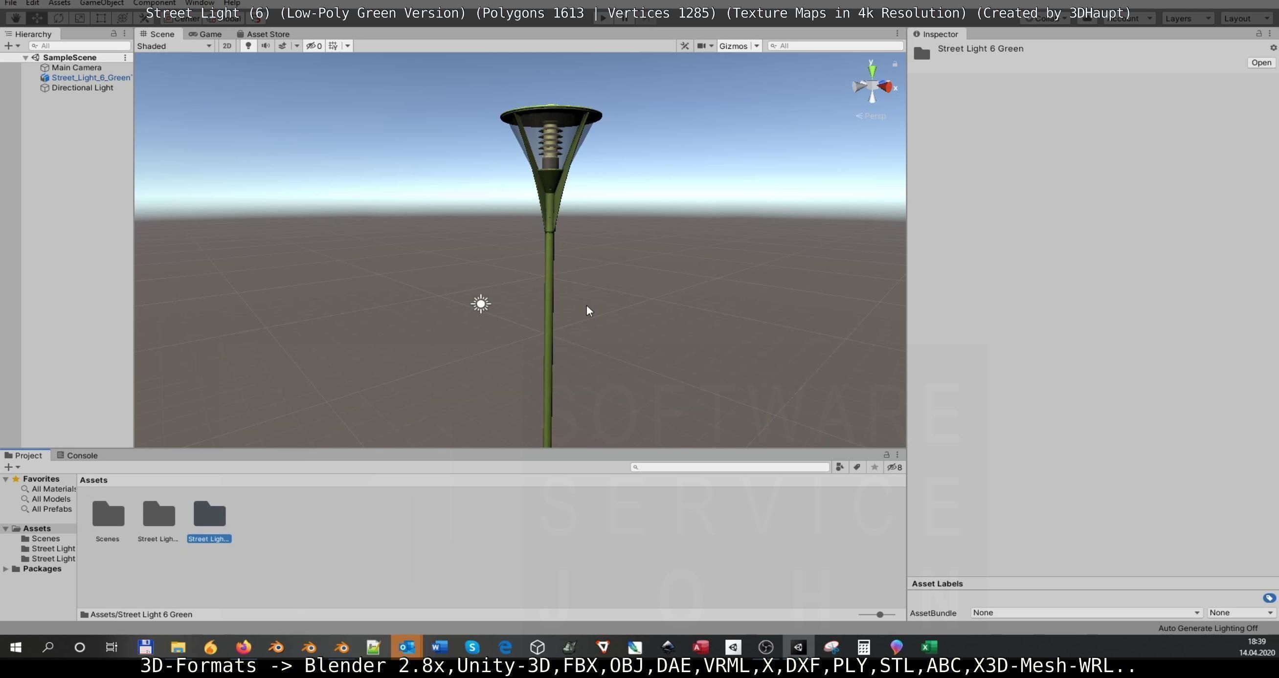 Street Light 6 Green Version Low-poly 3D model_16