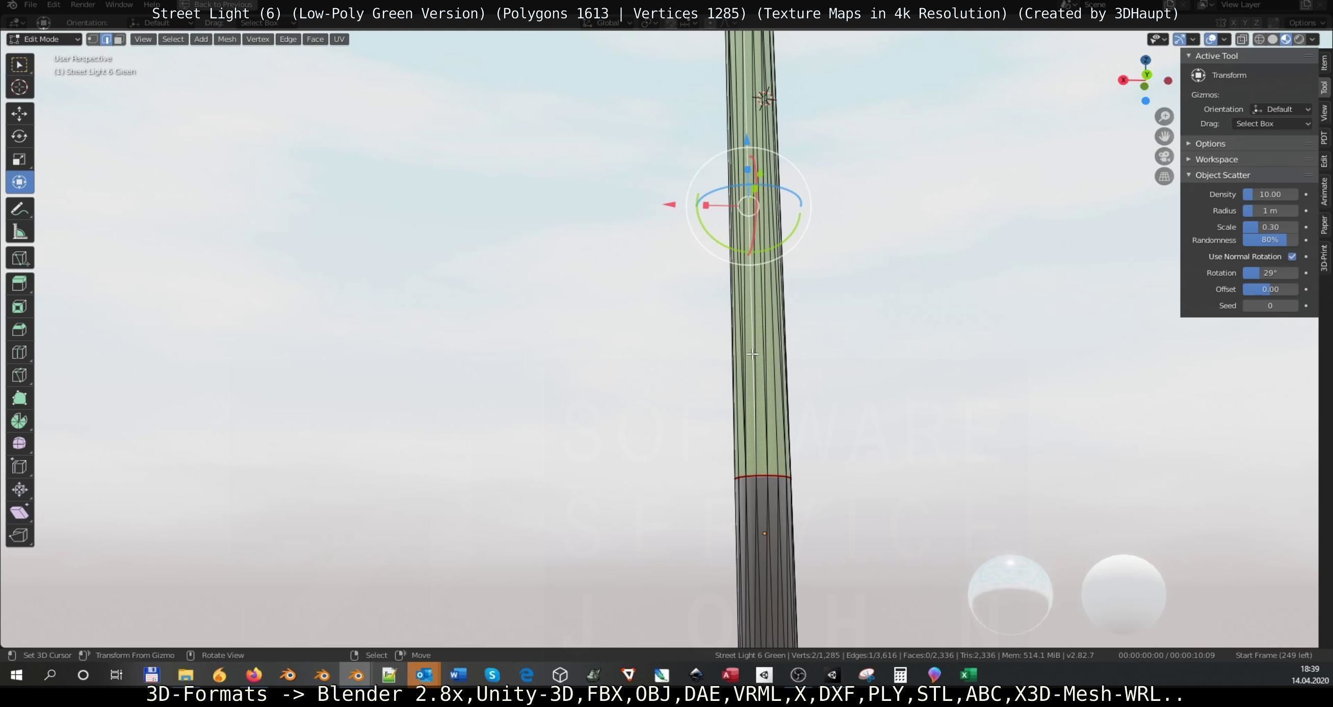 Street Light 6 Green Version Low-poly 3D model_83