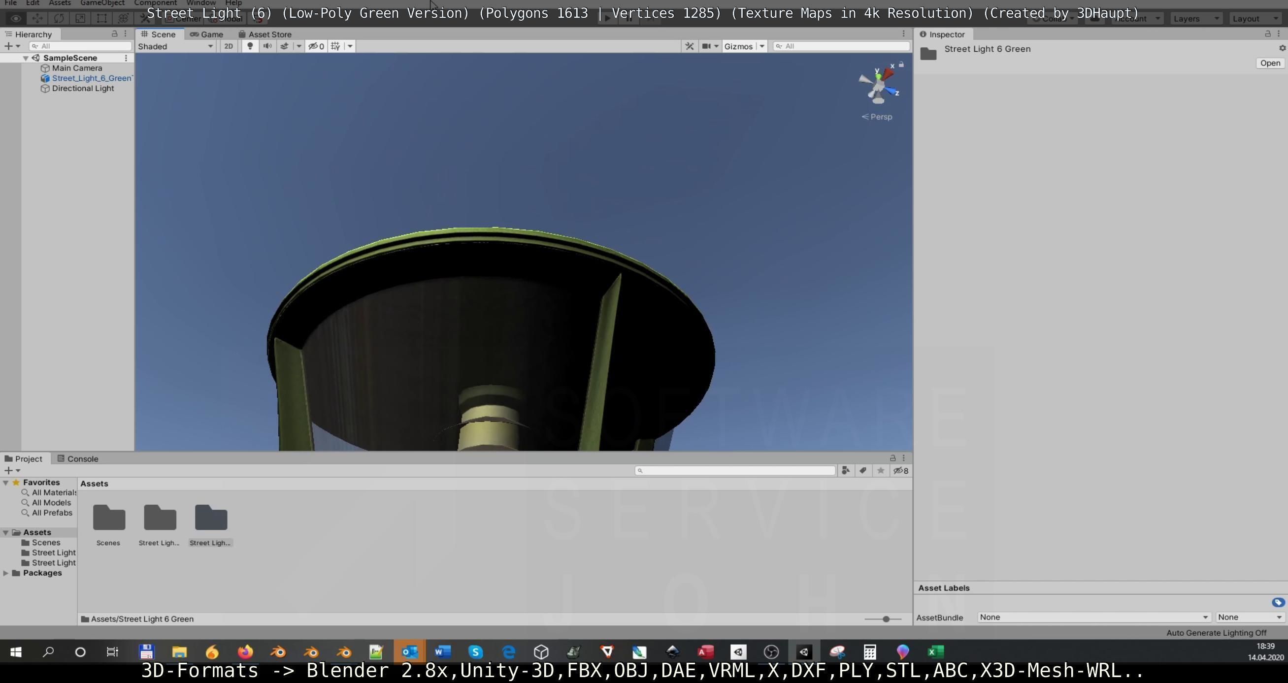 Street Light 6 Green Version Low-poly 3D model_102