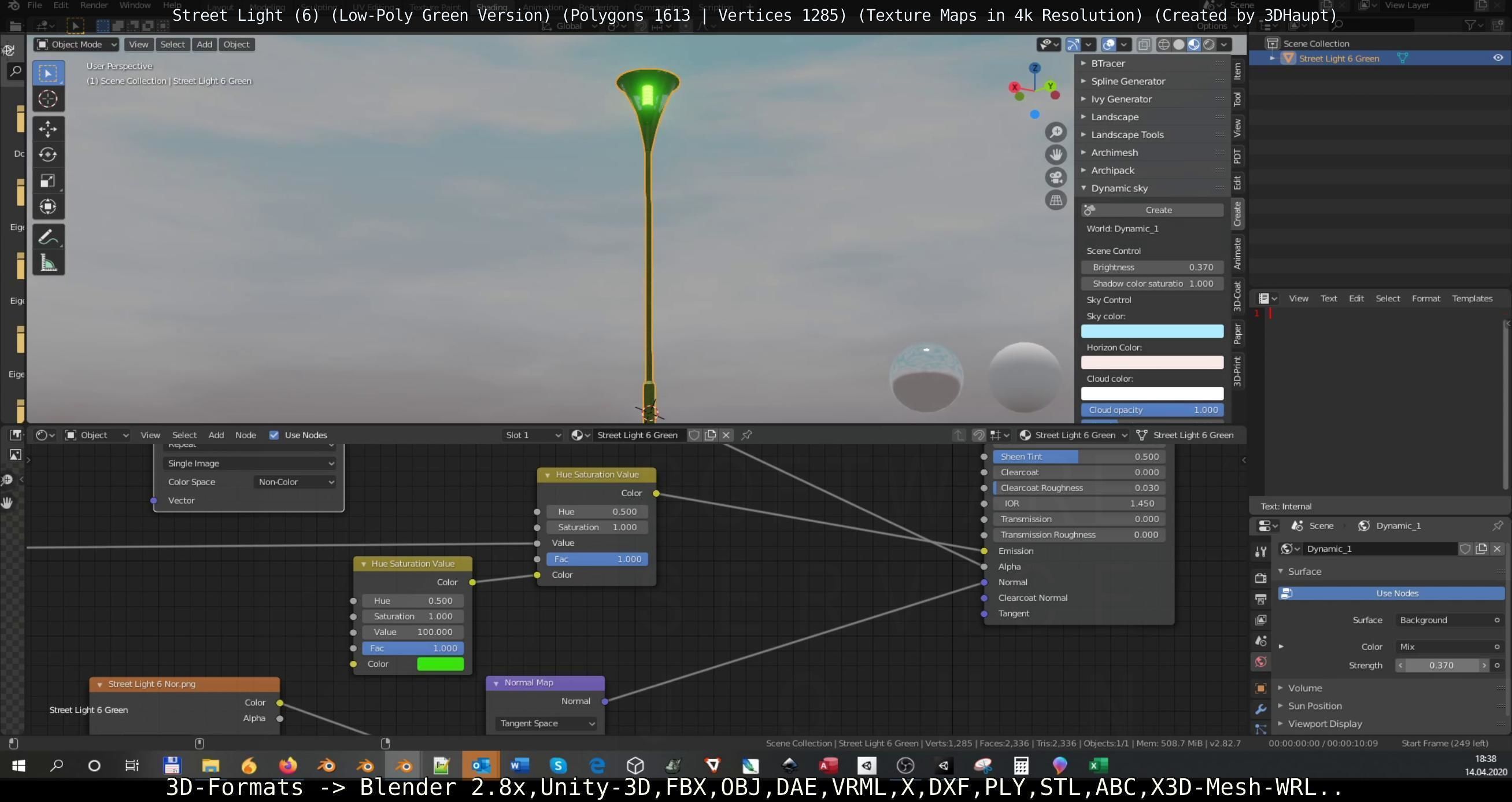 Street Light 6 Green Version Low-poly 3D model_38