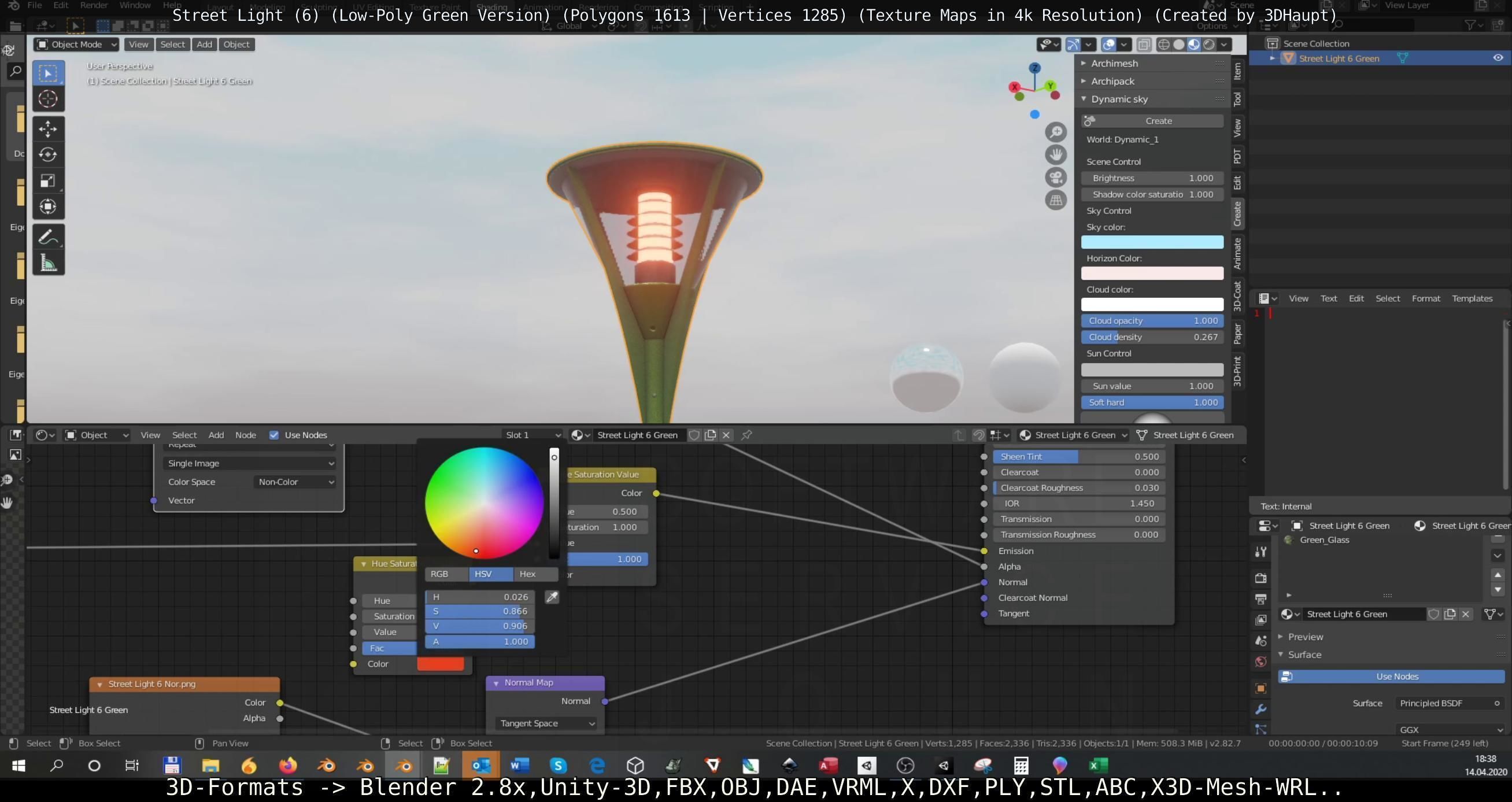 Street Light 6 Green Version Low-poly 3D model_23