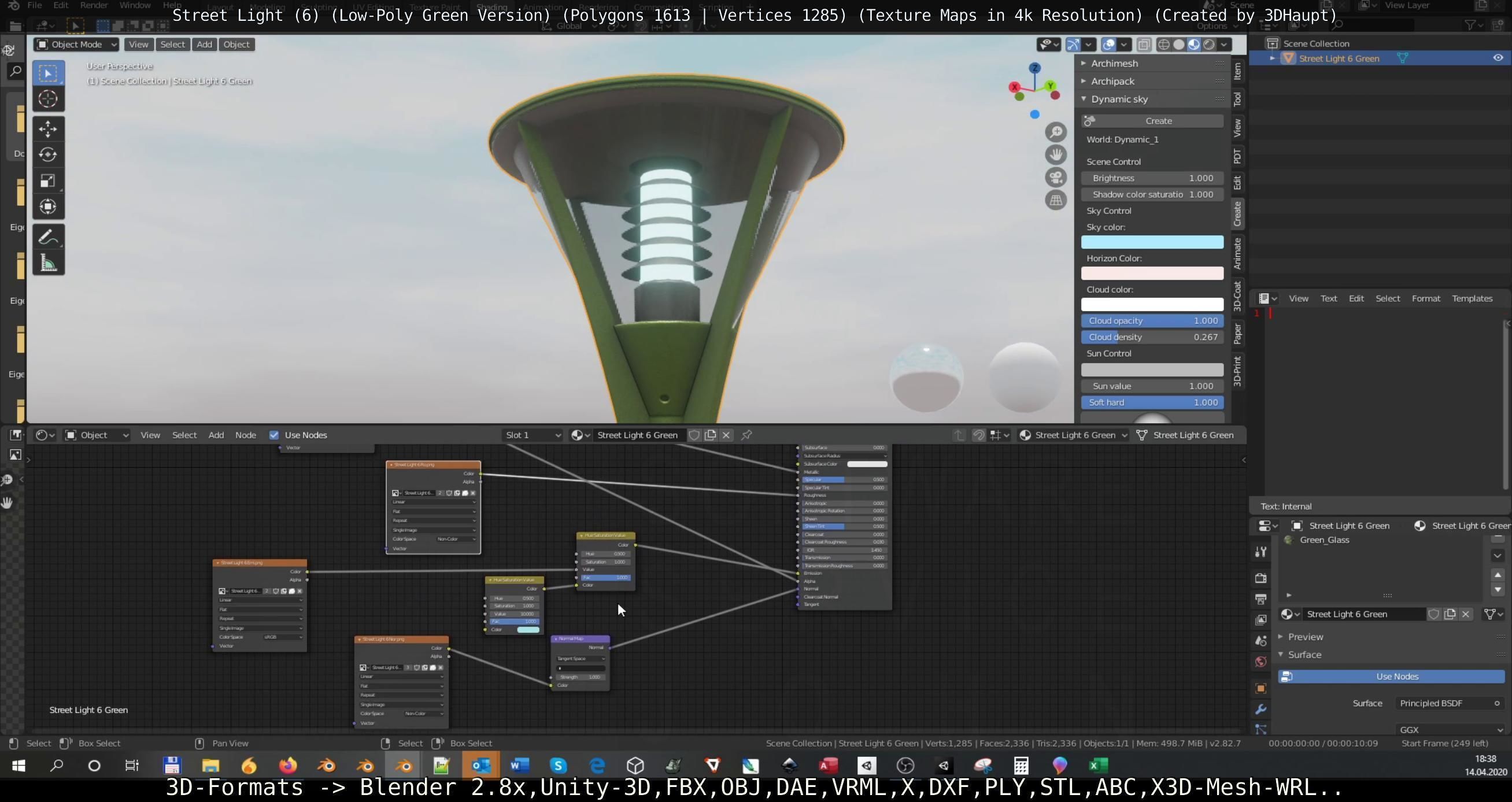 Street Light 6 Green Version Low-poly 3D model_129