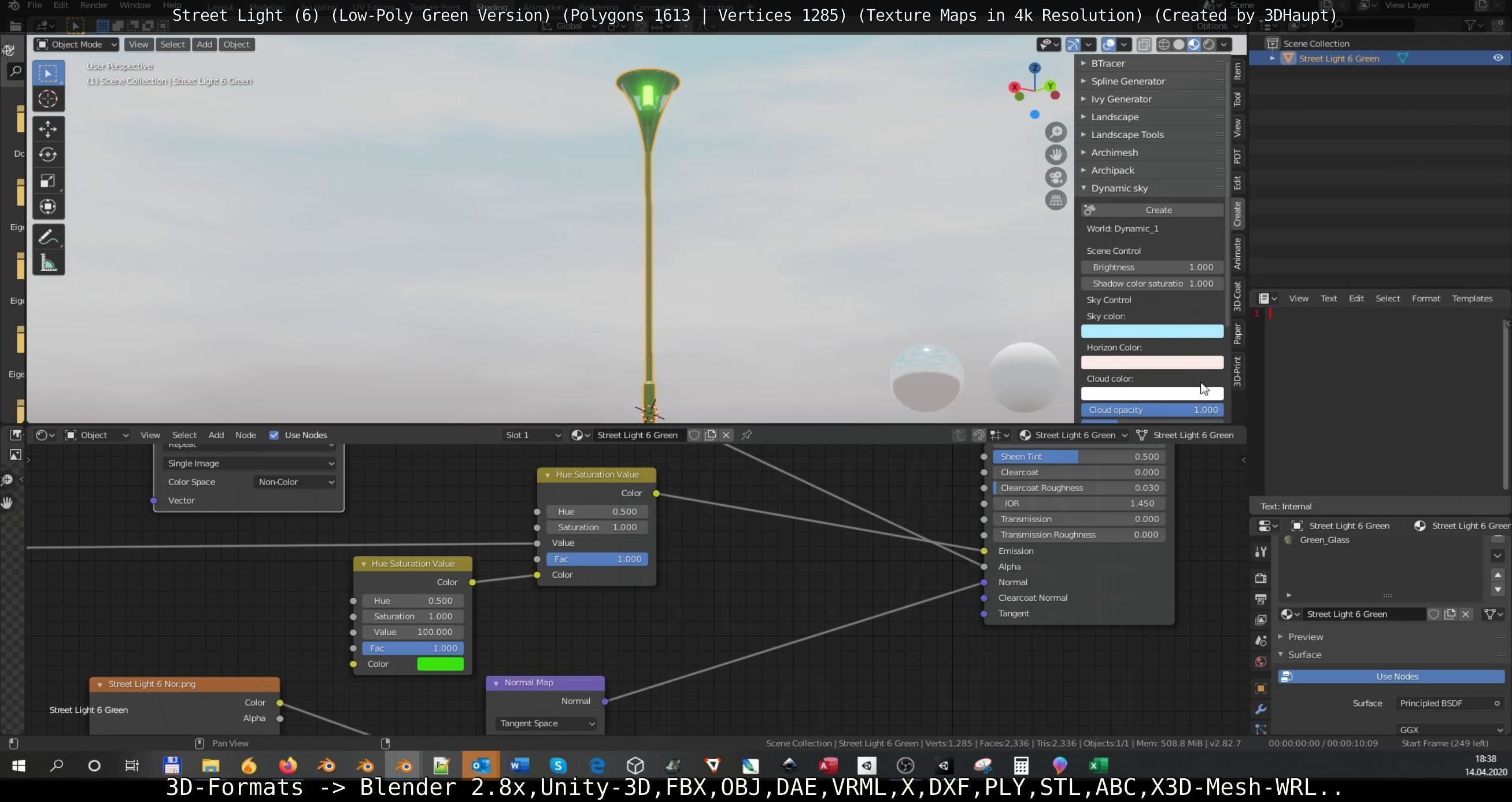 Street Light 6 Green Version Low-poly 3D model_31