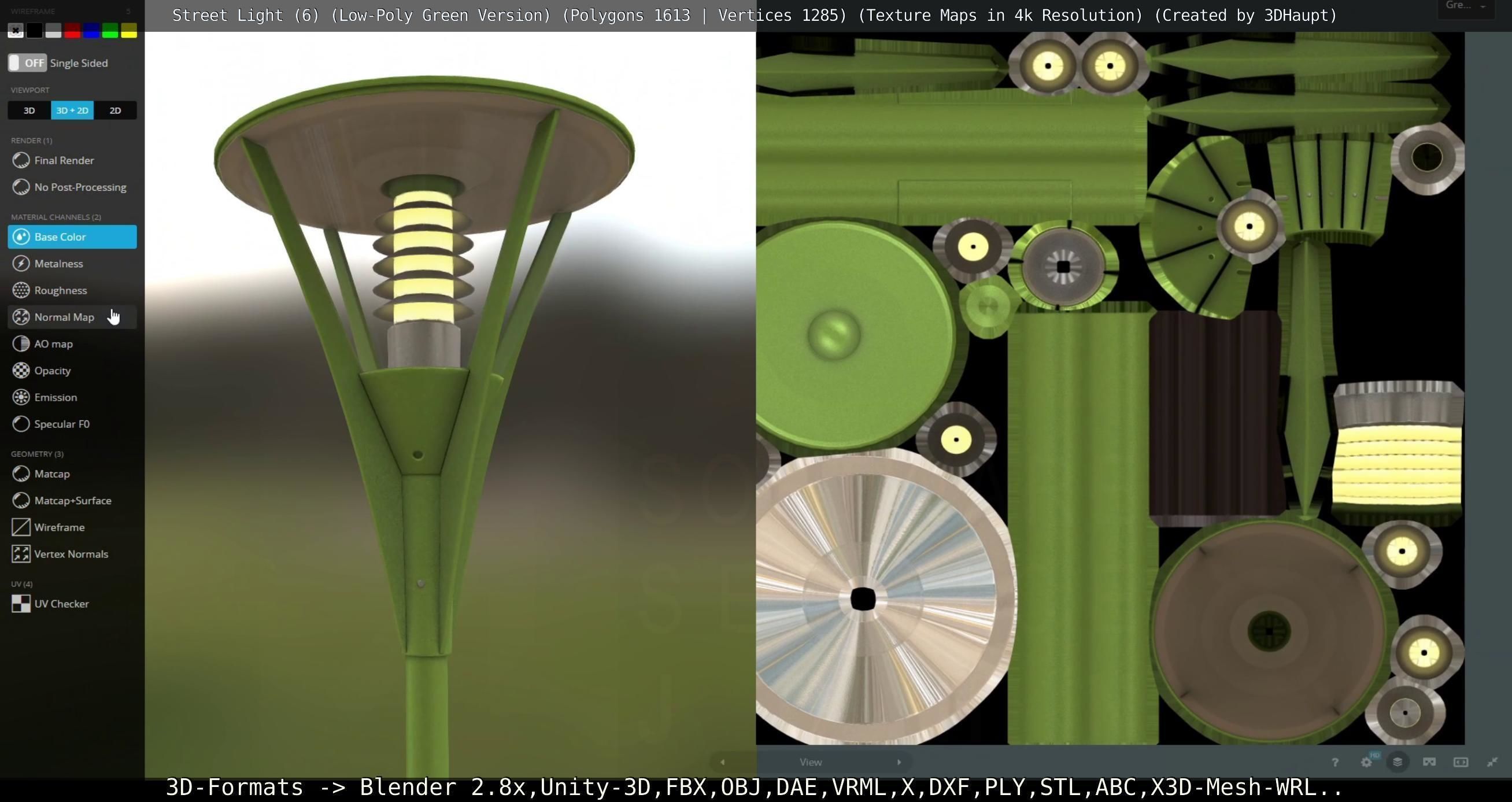 Street Light 6 Green Version Low-poly 3D model_117