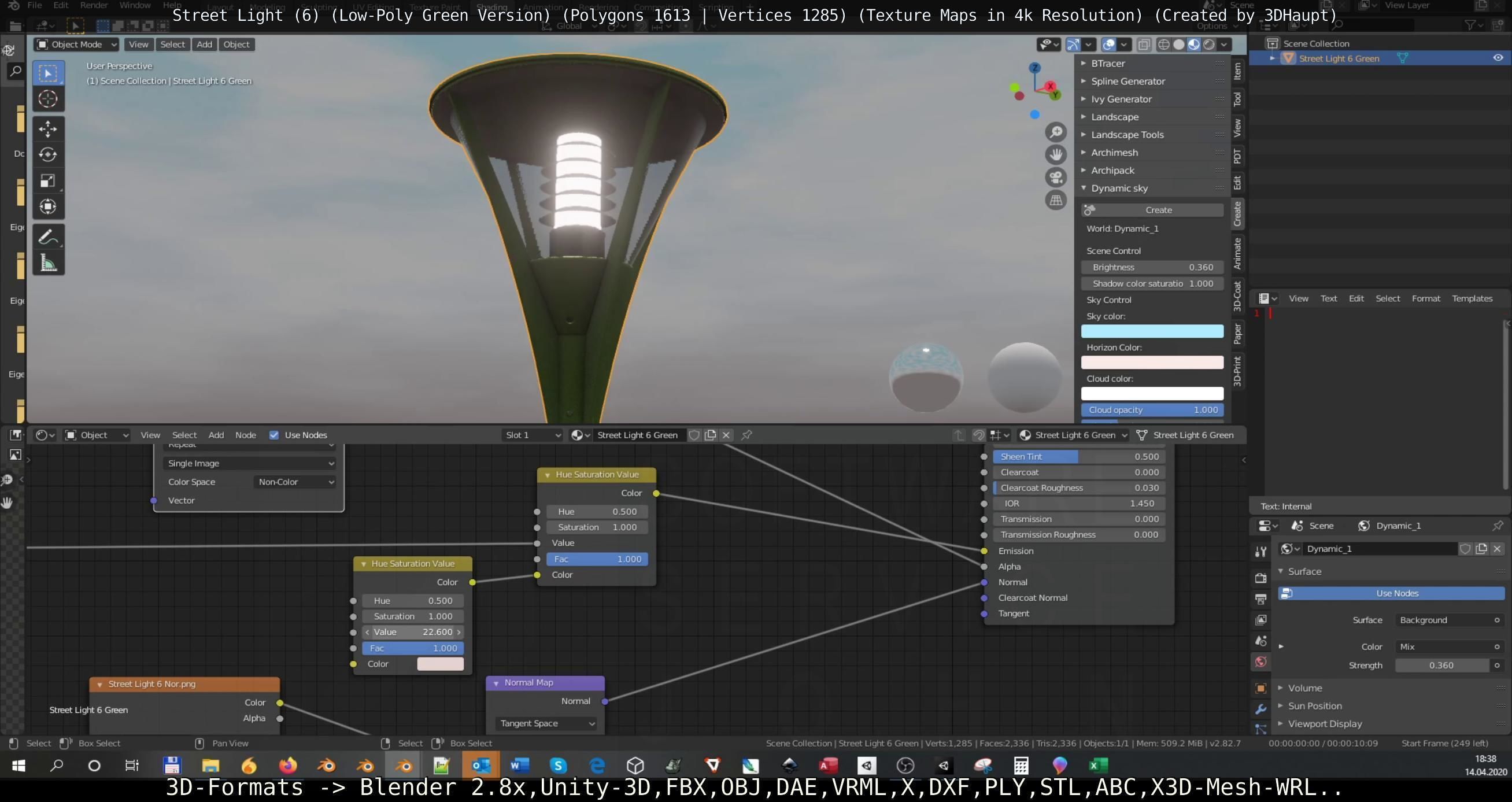 Street Light 6 Green Version Low-poly 3D model_56