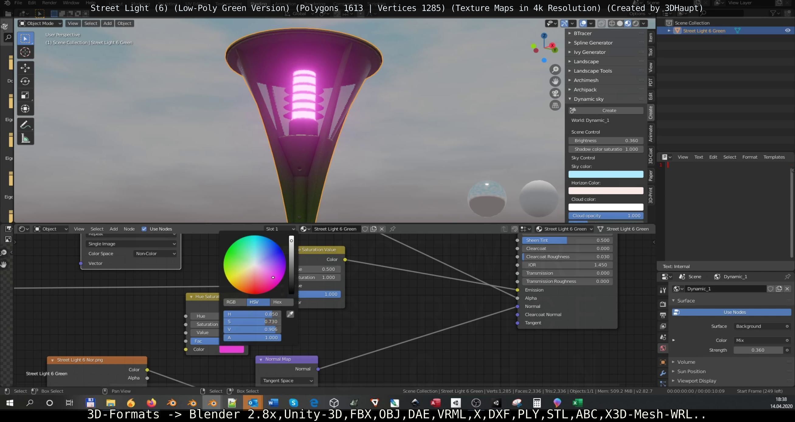 Street Light 6 Green Version Low-poly 3D model_26