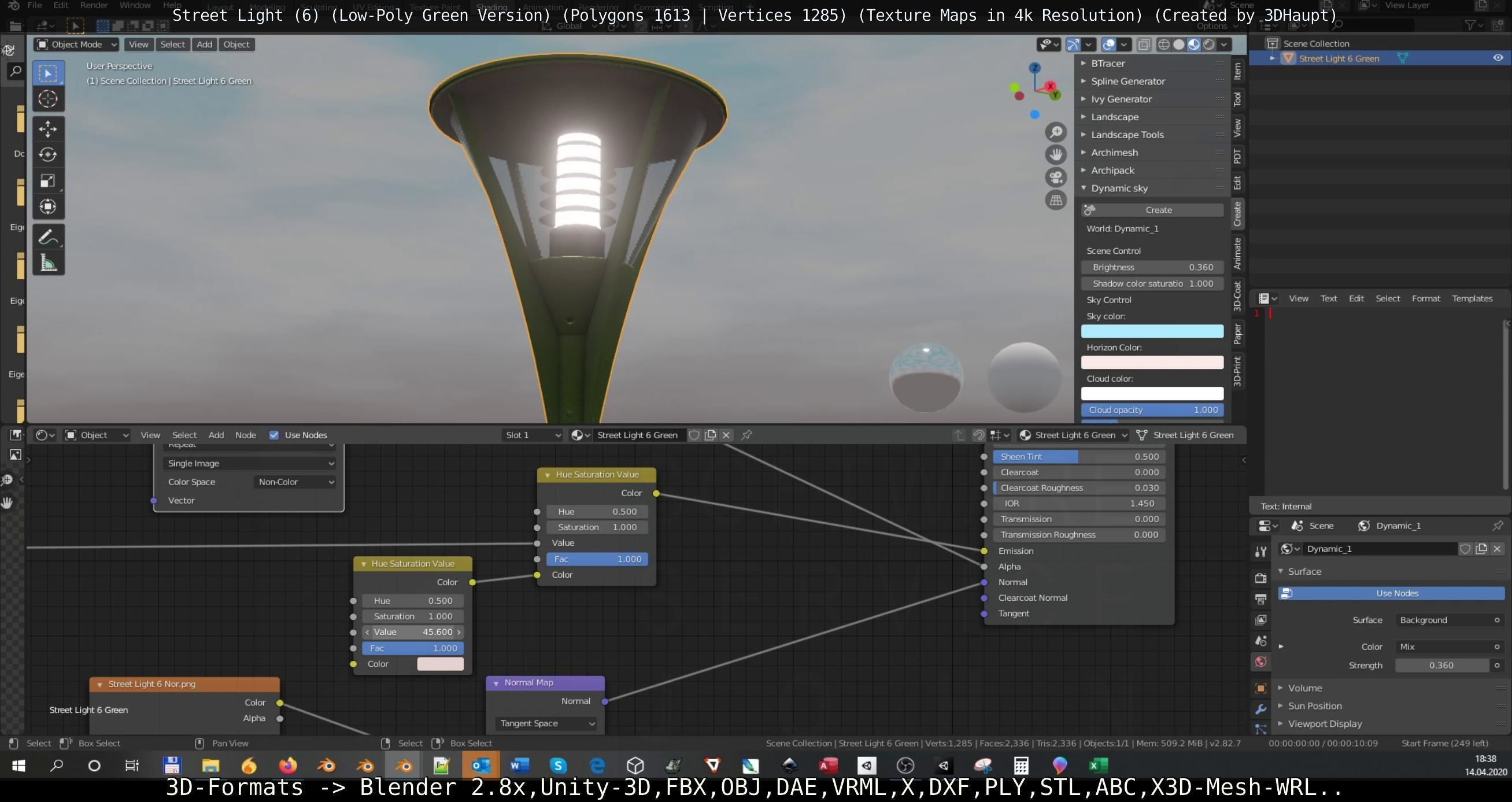 Street Light 6 Green Version Low-poly 3D model_60