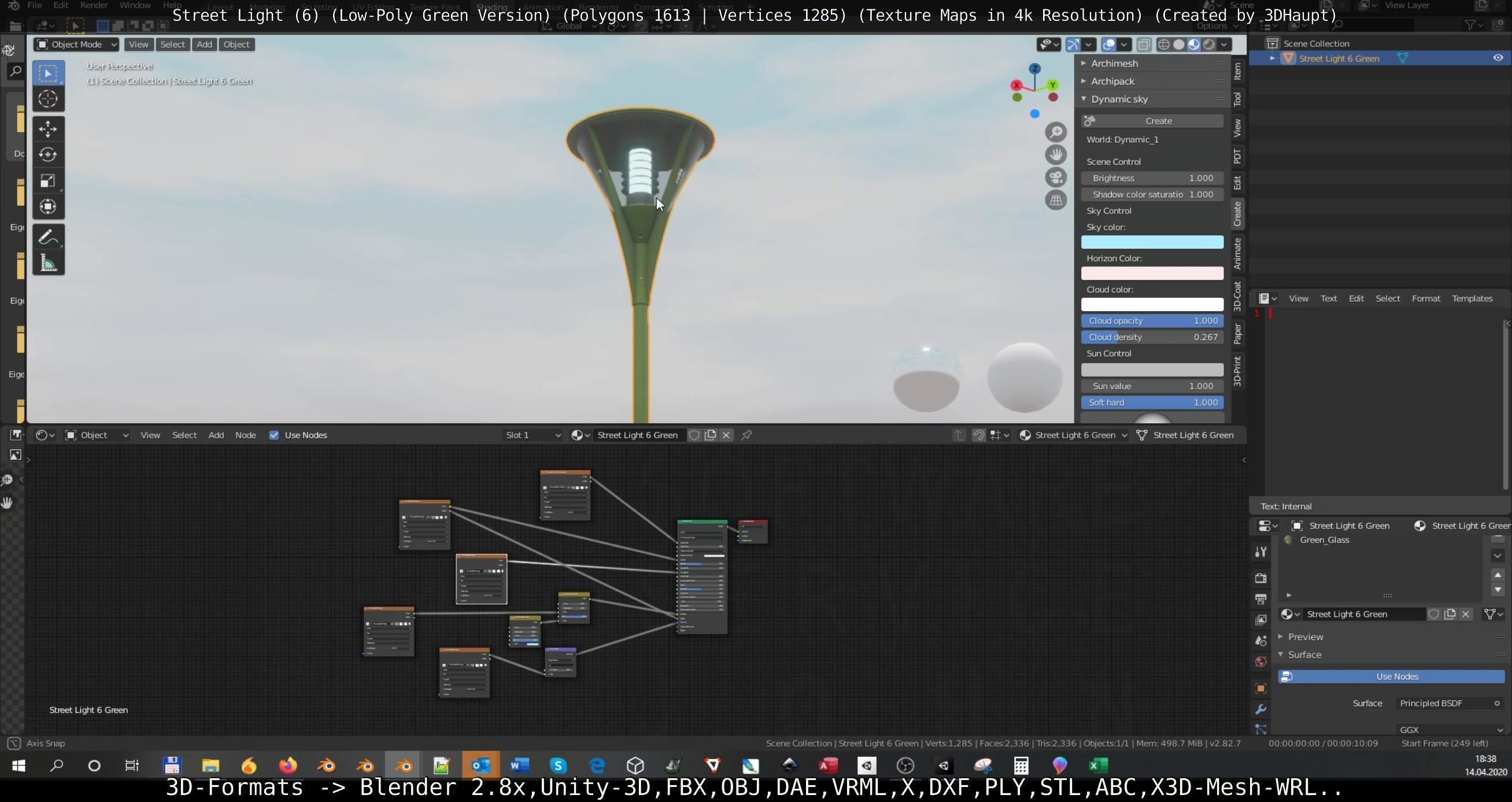 Street Light 6 Green Version Low-poly 3D model_122