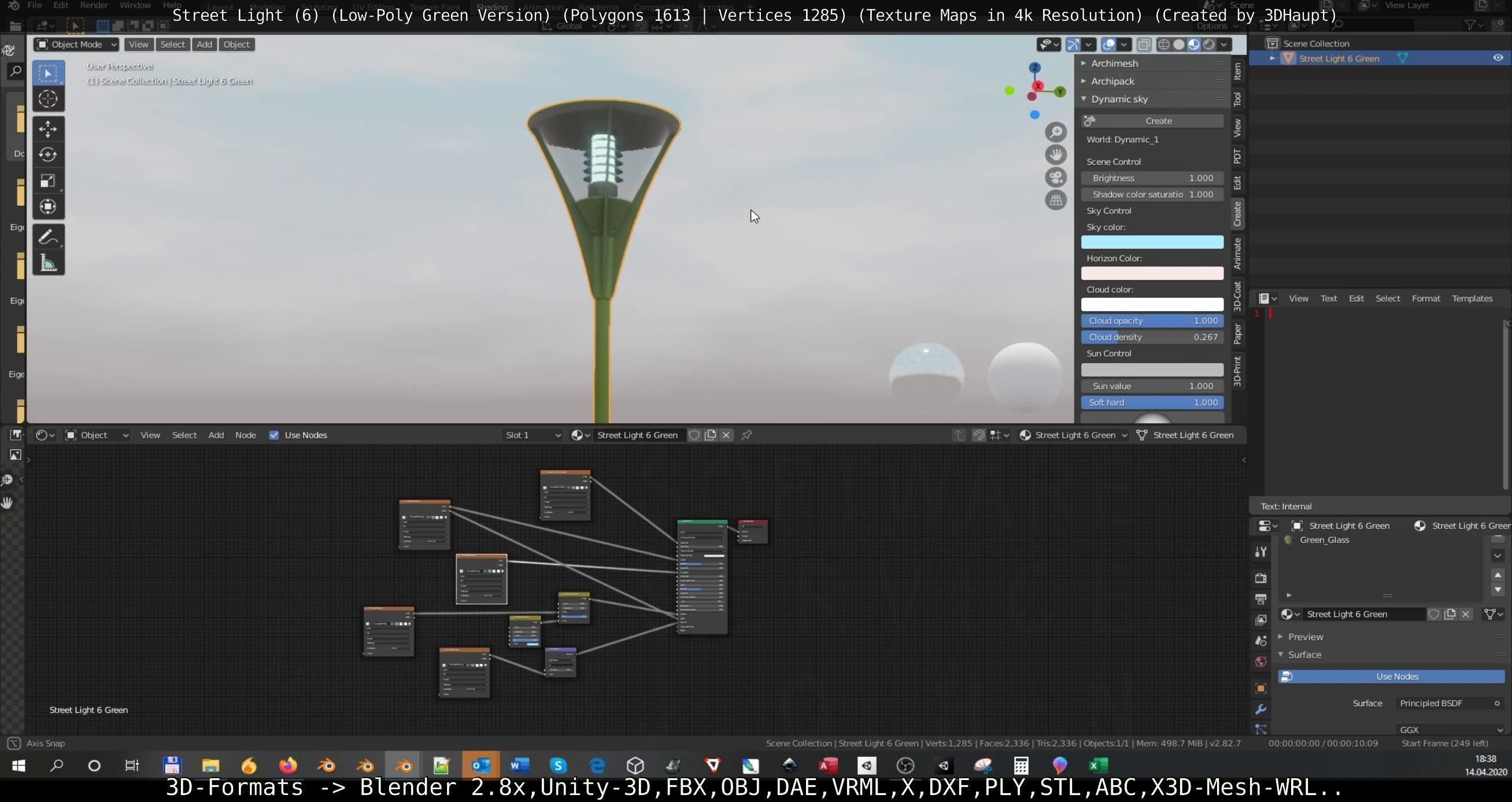 Street Light 6 Green Version Low-poly 3D model_121