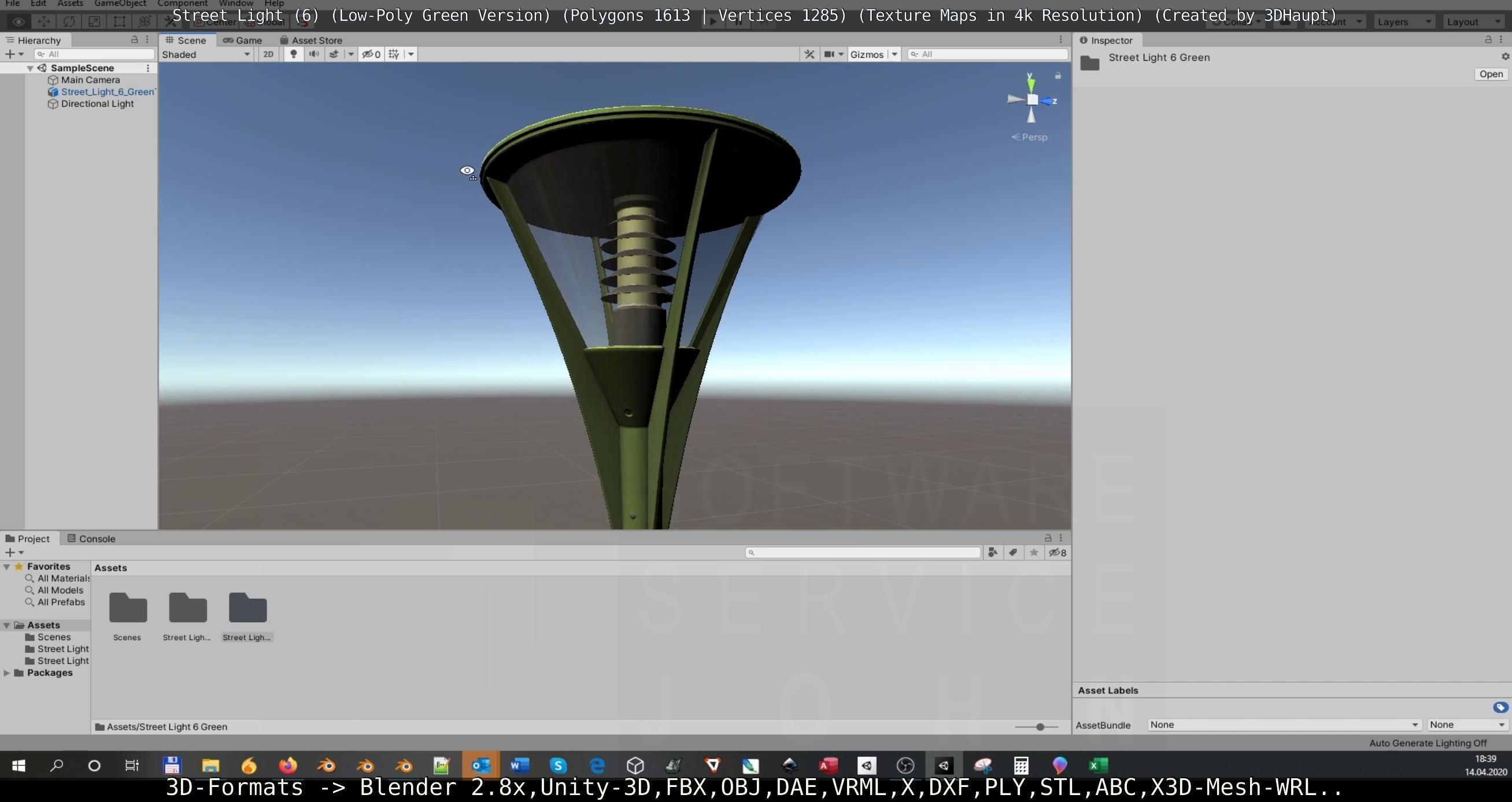 Street Light 6 Green Version Low-poly 3D model_99