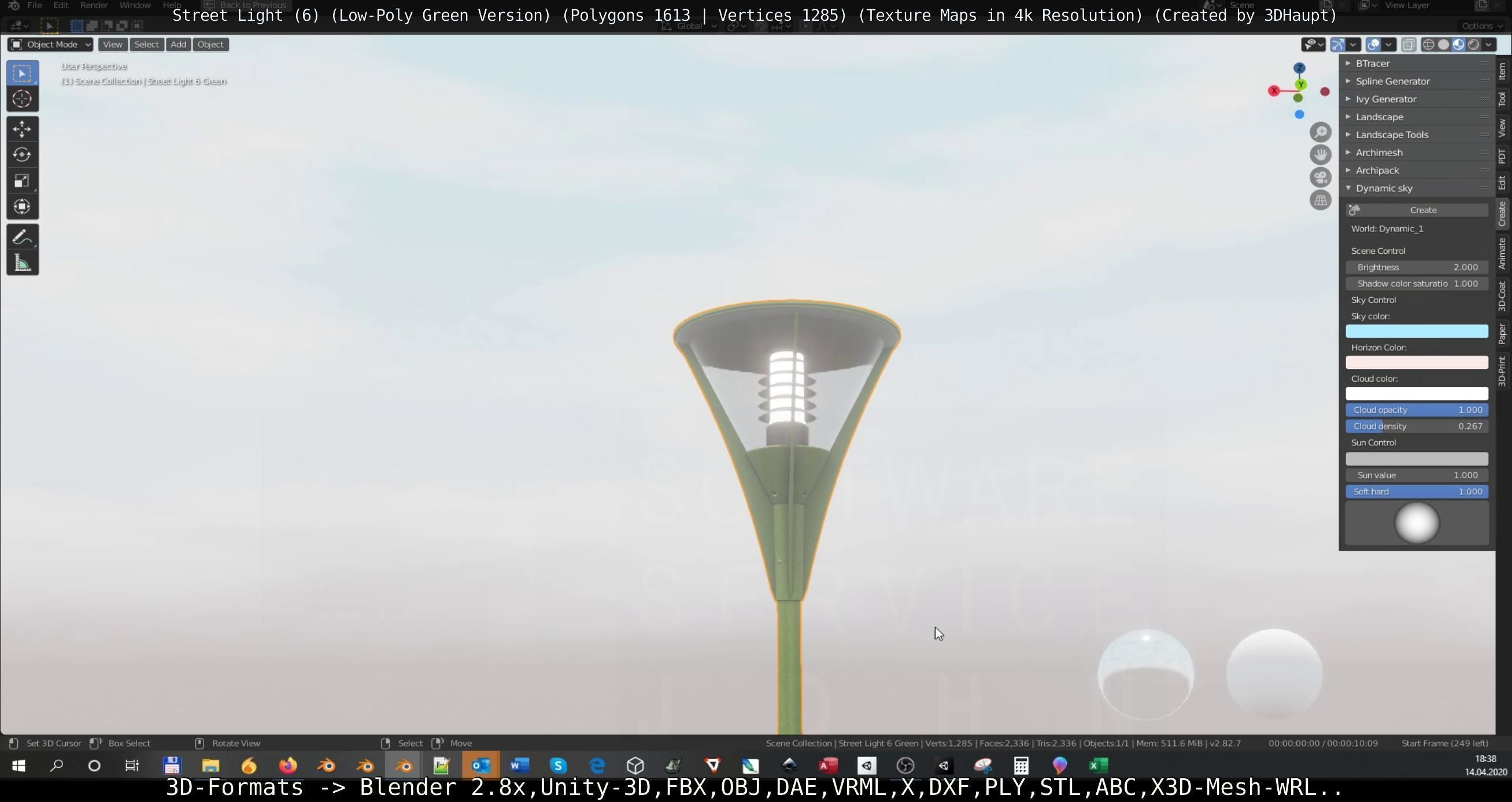 Street Light 6 Green Version Low-poly 3D model_77