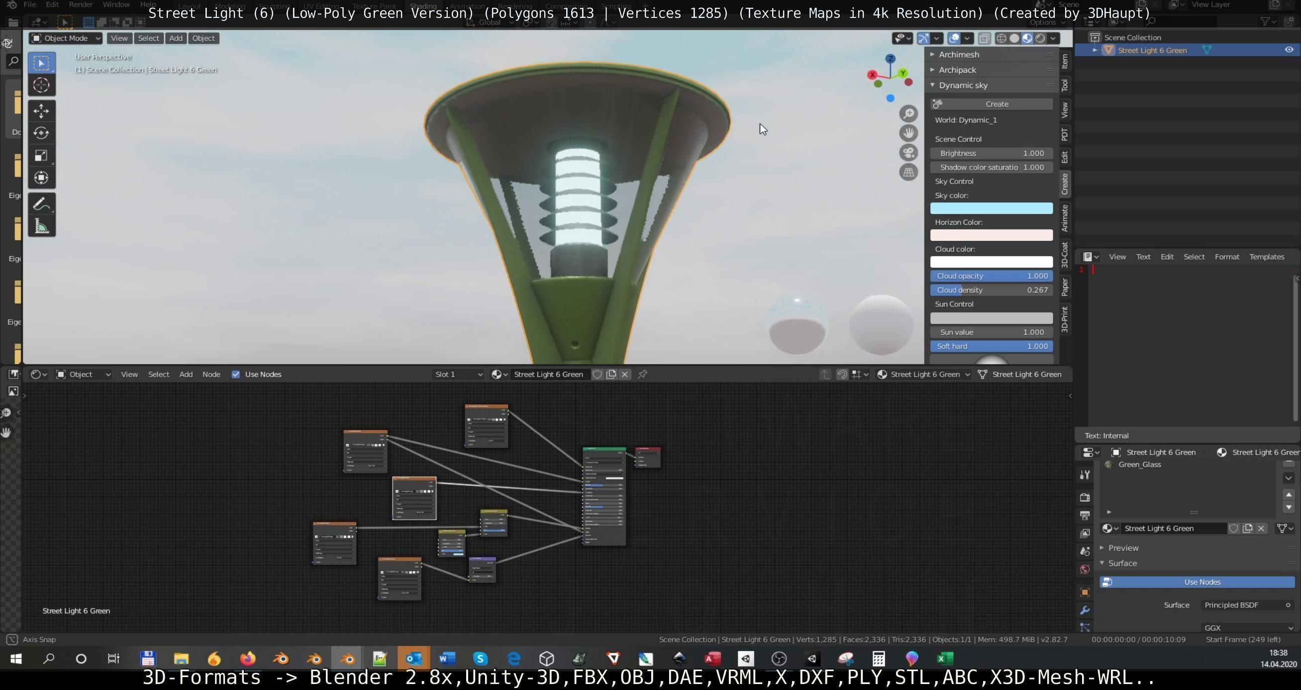 Street Light 6 Green Version Low-poly 3D model_127