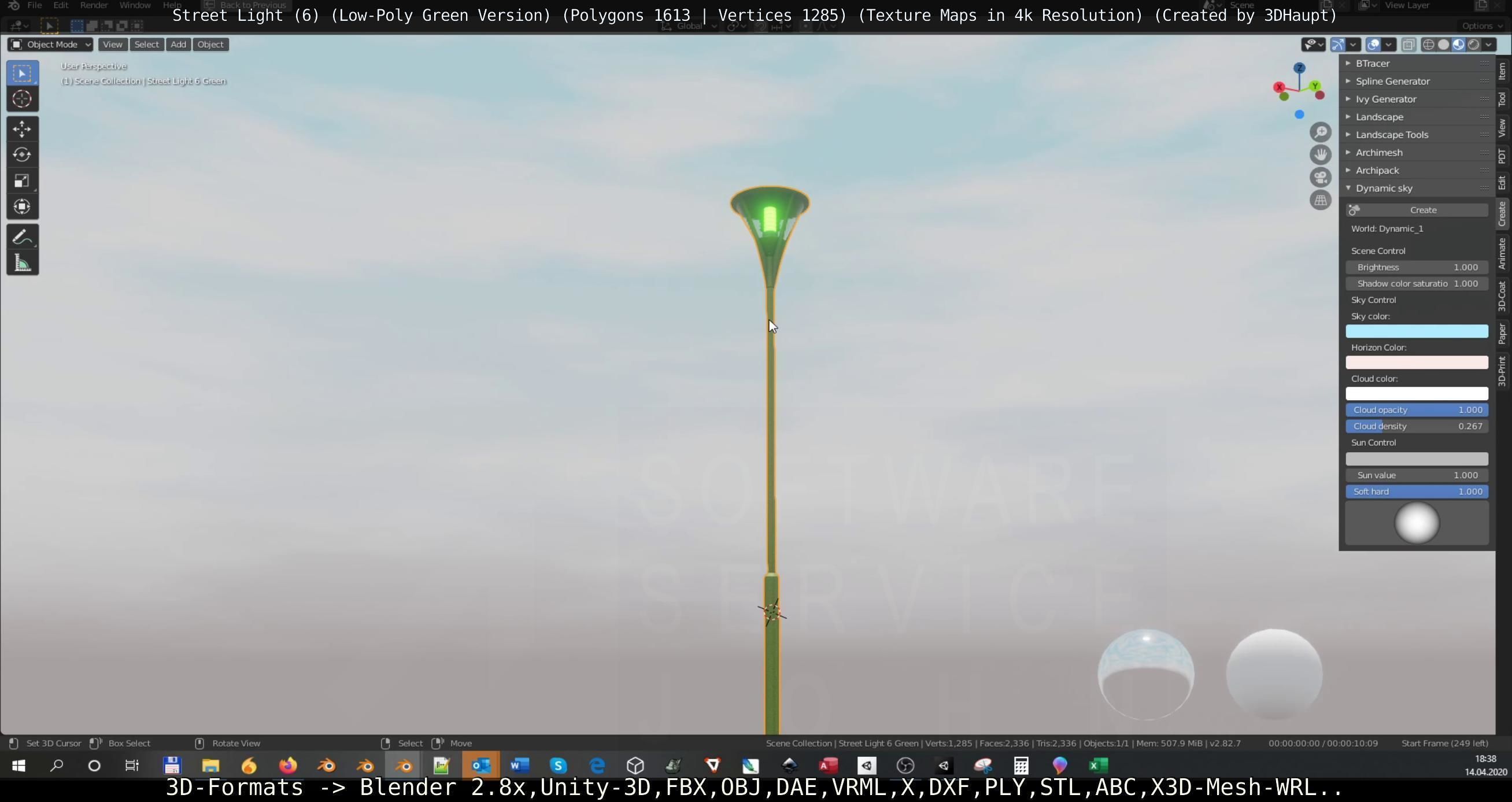 Street Light 6 Green Version Low-poly 3D model_30