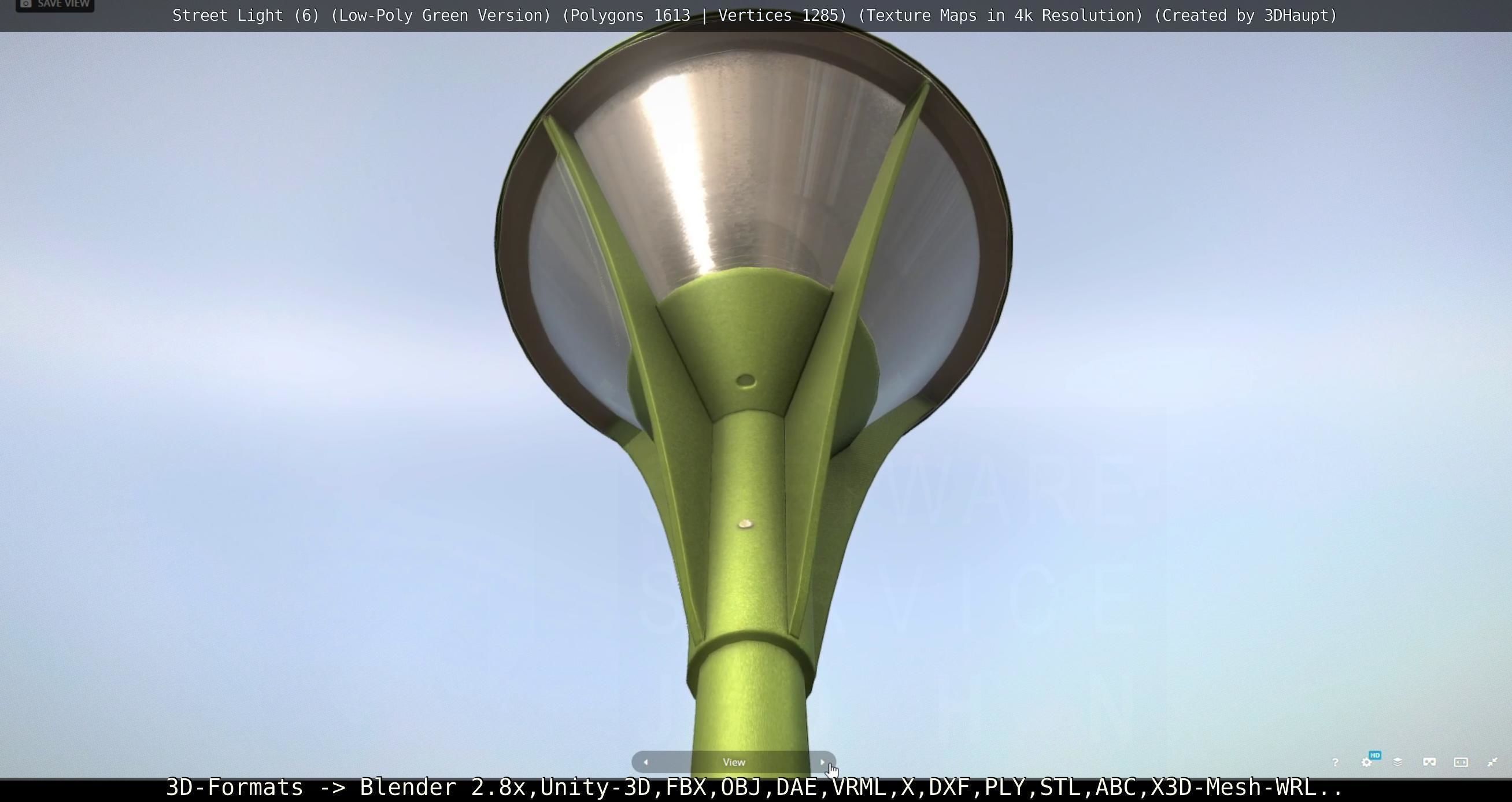 Street Light 6 Green Version Low-poly 3D model_113