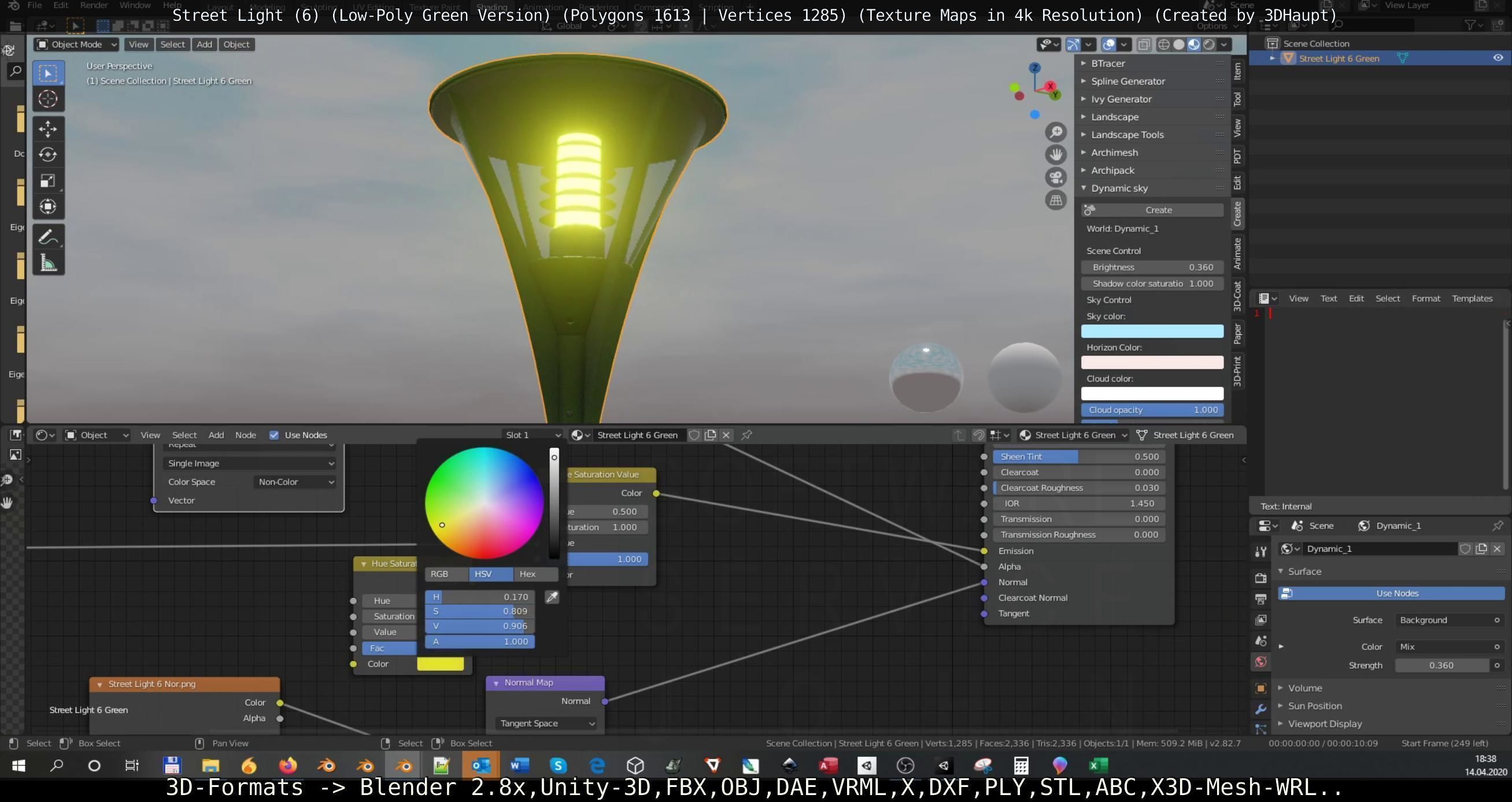Street Light 6 Green Version Low-poly 3D model_5
