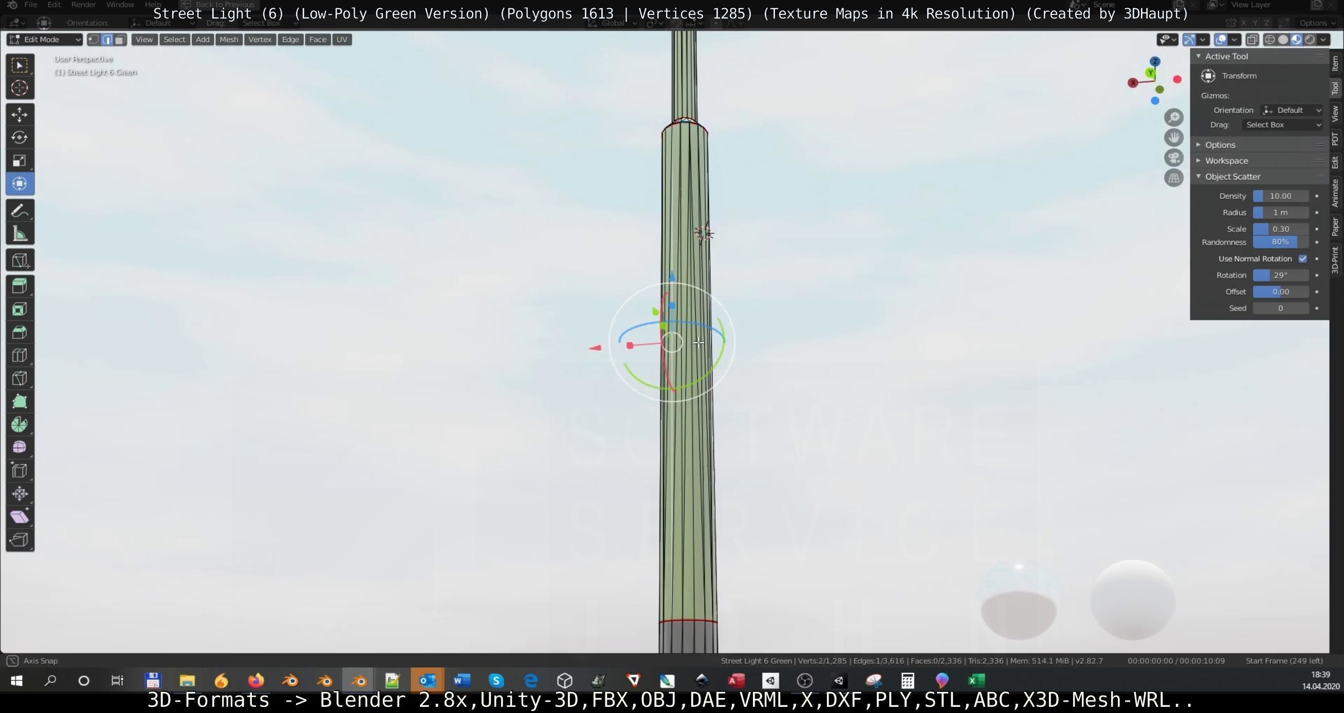 Street Light 6 Green Version Low-poly 3D model_86