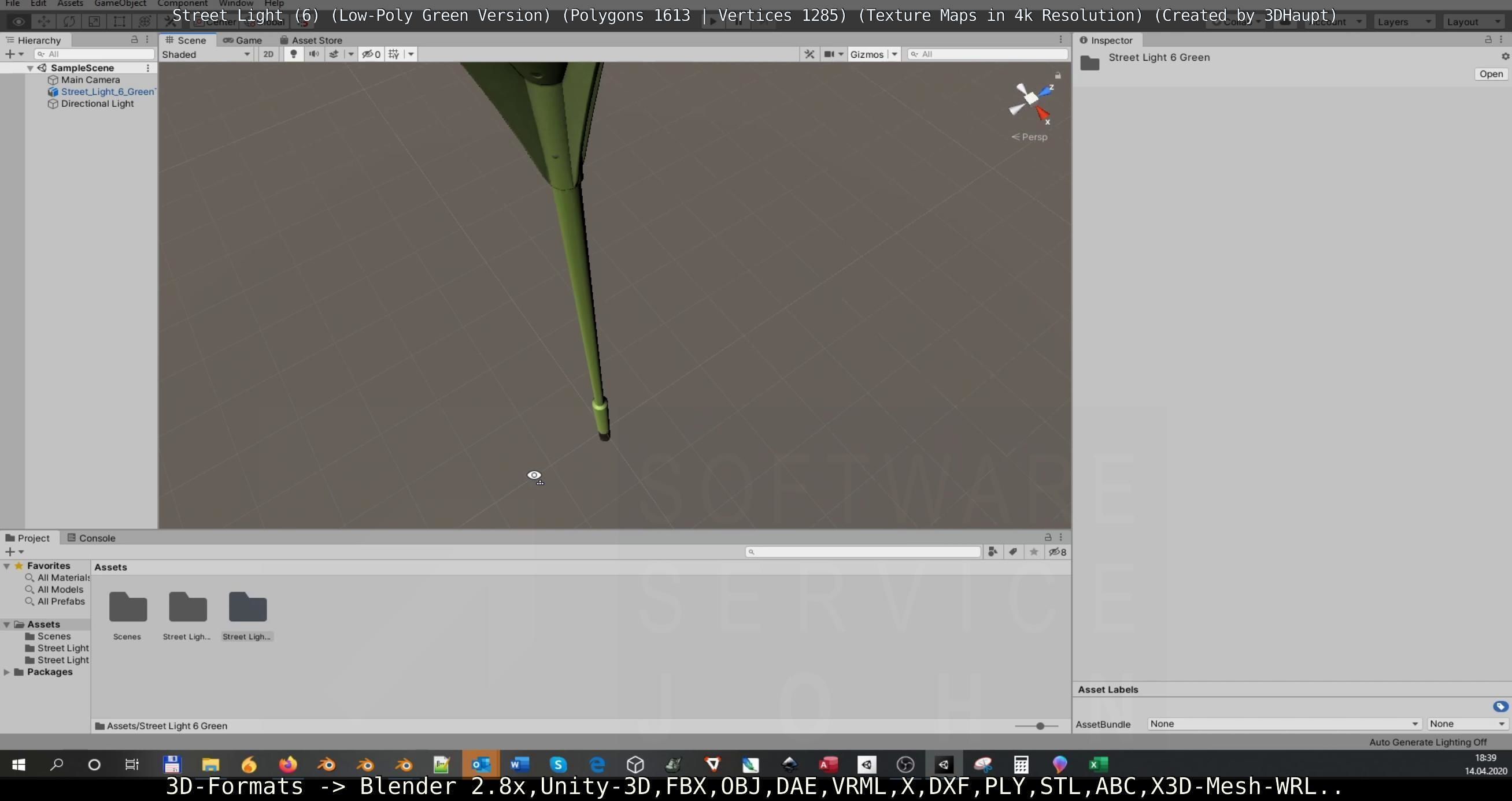 Street Light 6 Green Version Low-poly 3D model_105