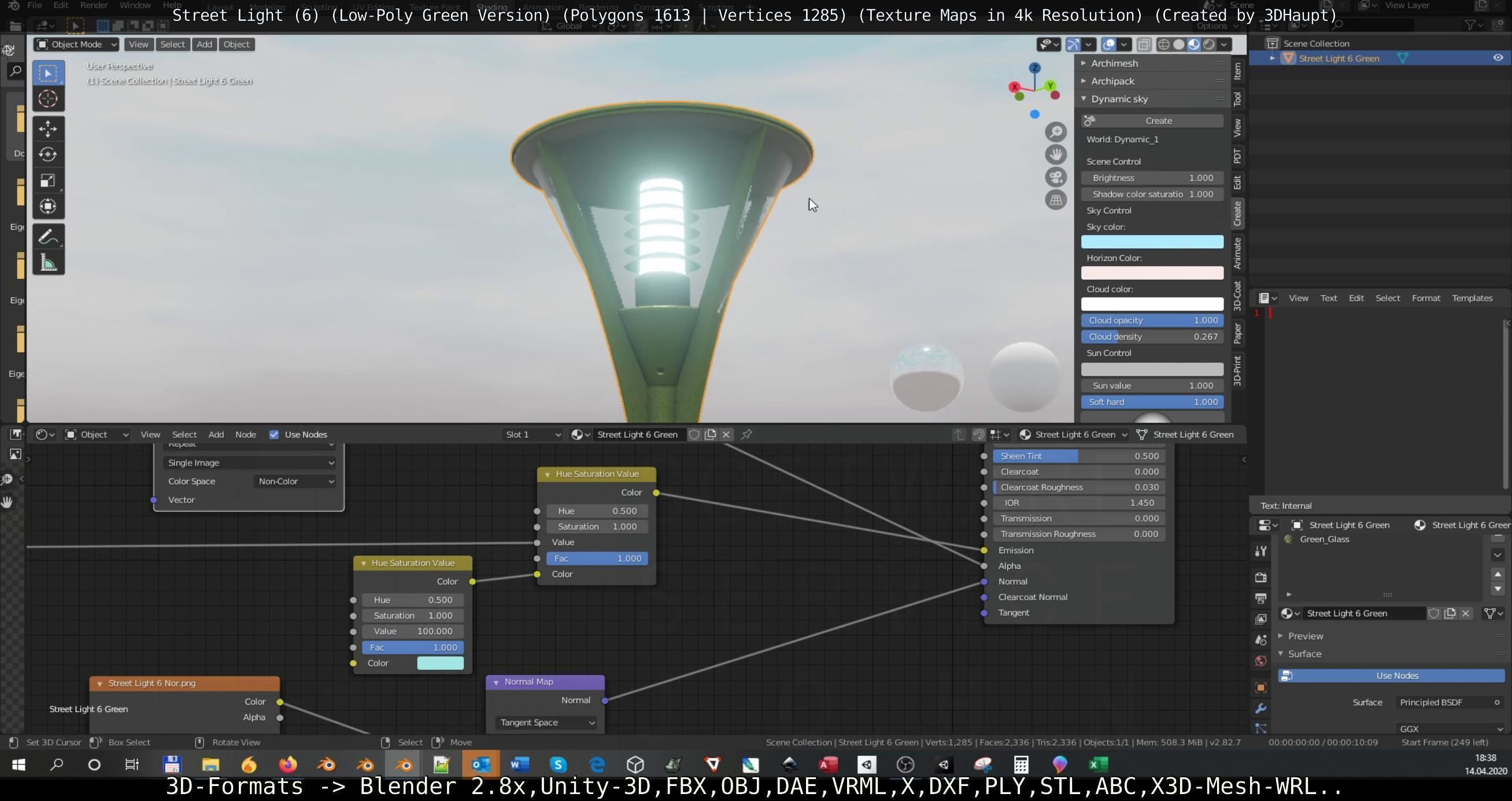 Street Light 6 Green Version Low-poly 3D model_133