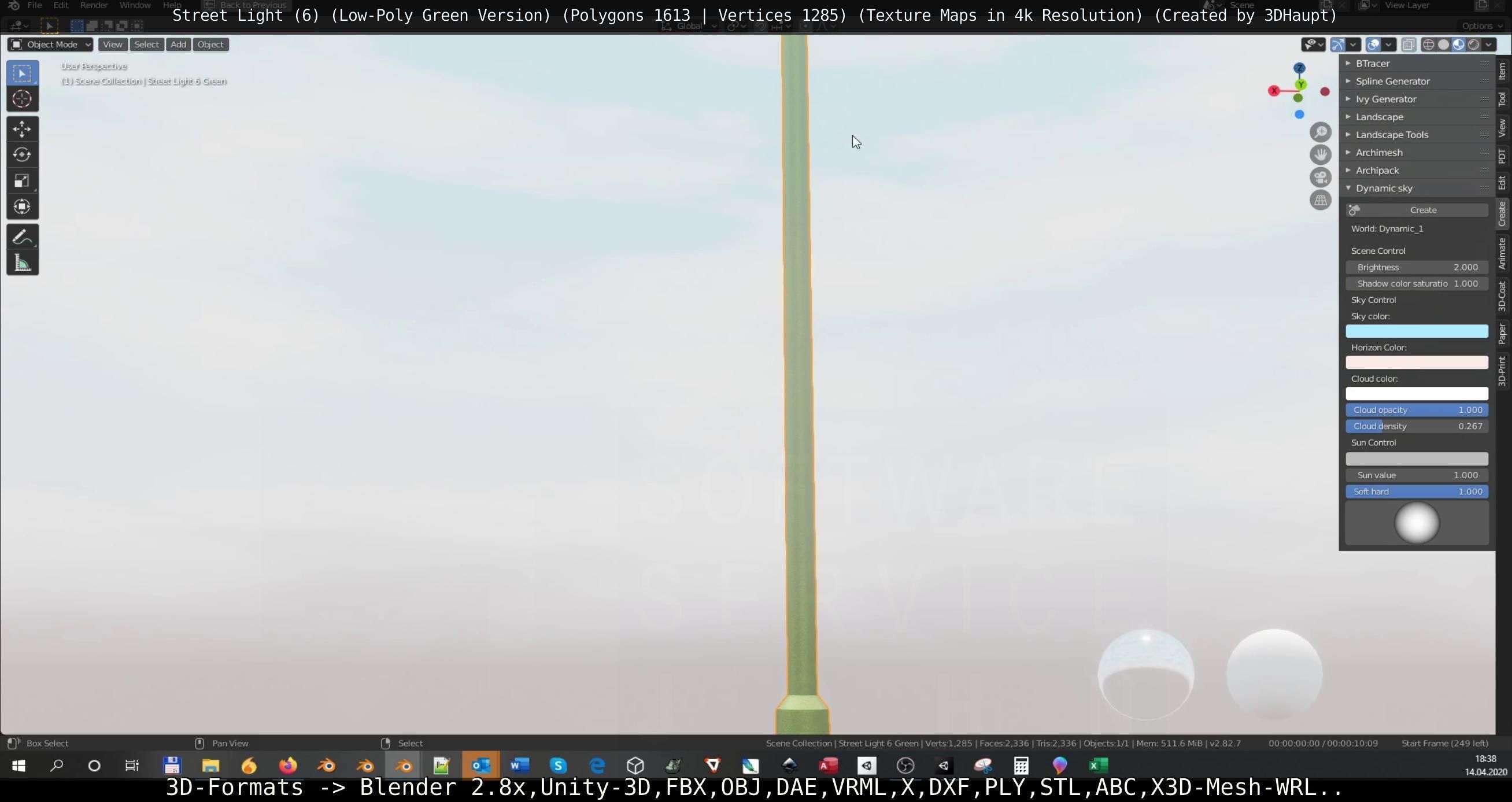 Street Light 6 Green Version Low-poly 3D model_79