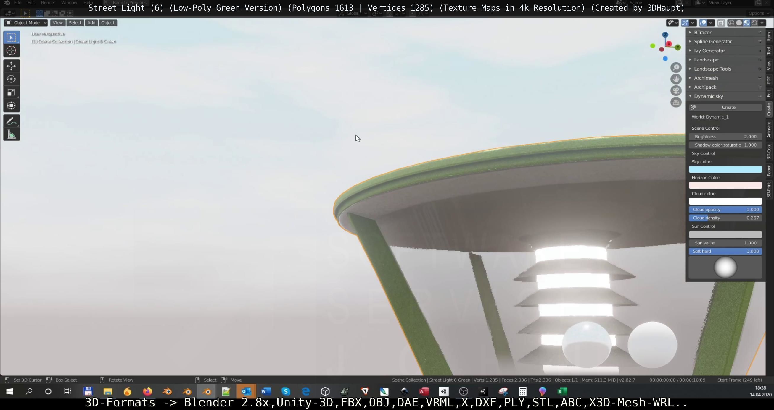 Street Light 6 Green Version Low-poly 3D model_72