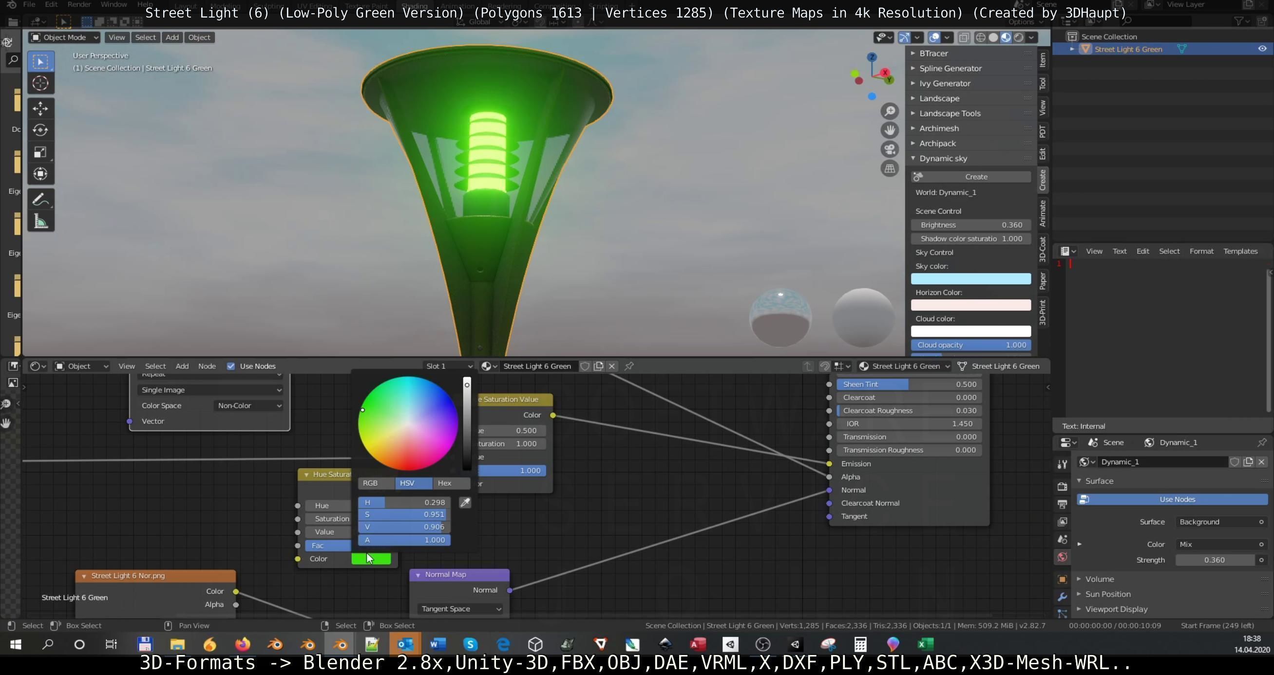Street Light 6 Green Version Low-poly 3D model_47