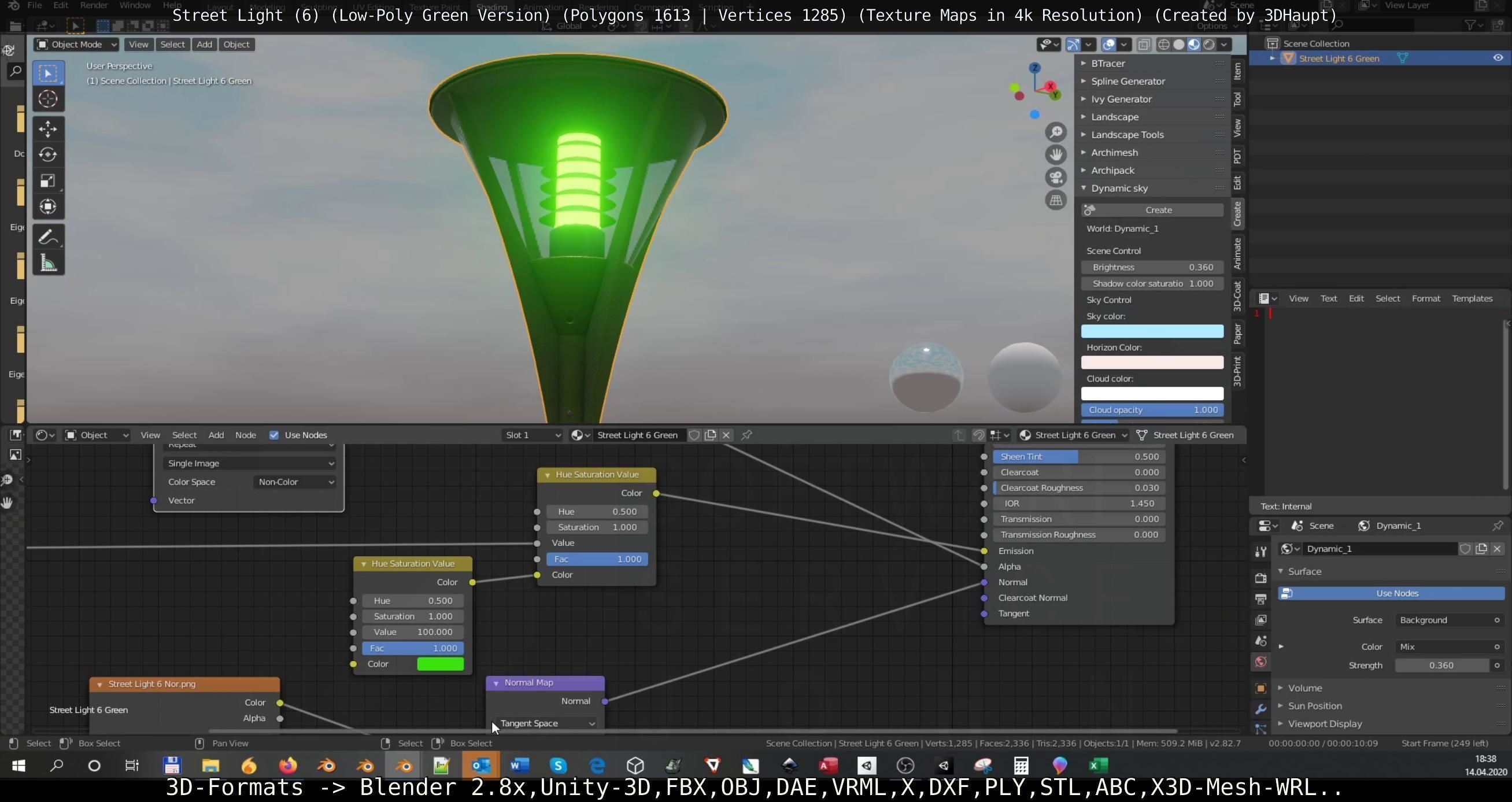 Street Light 6 Green Version Low-poly 3D model_46