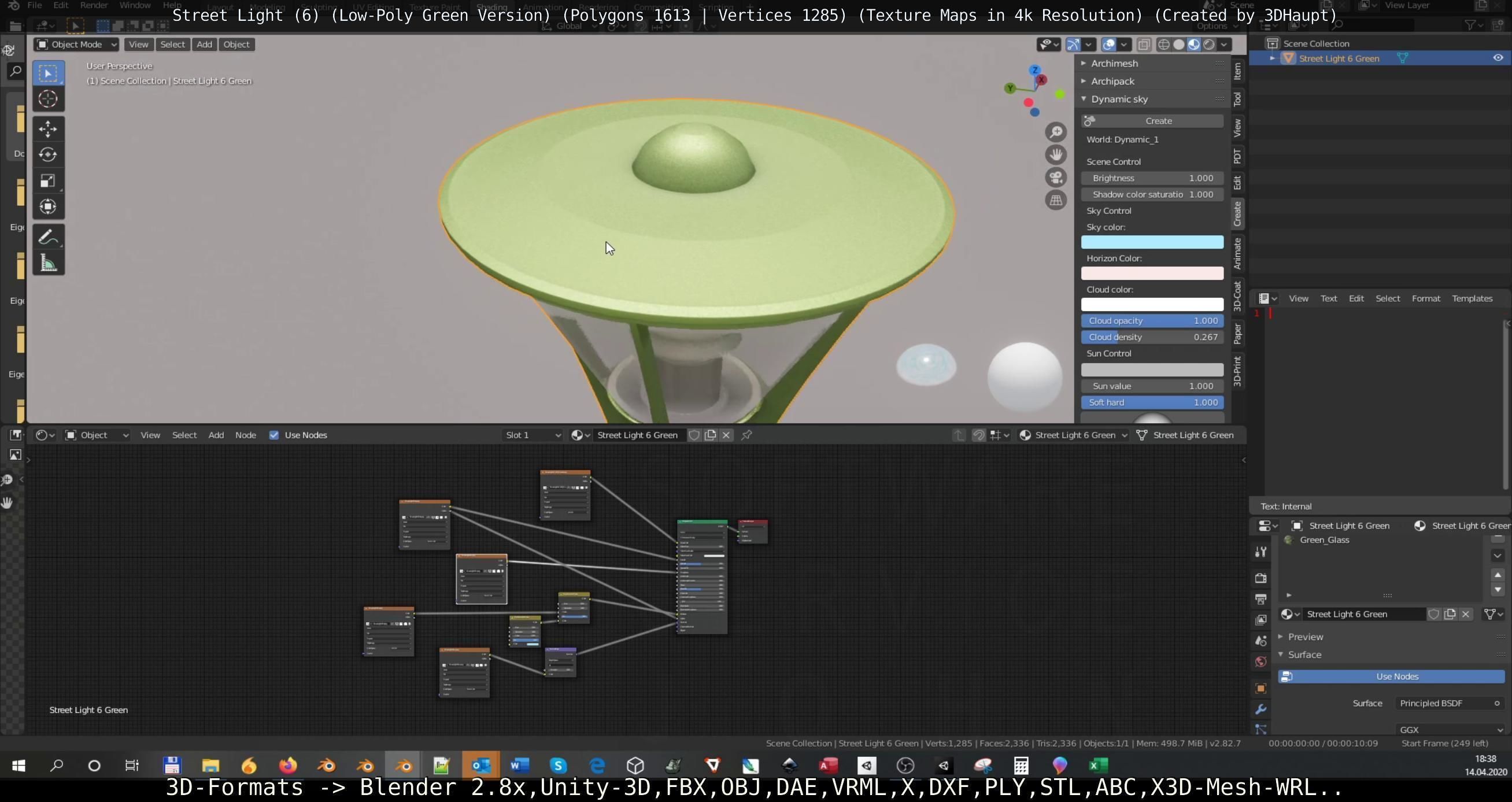 Street Light 6 Green Version Low-poly 3D model_125