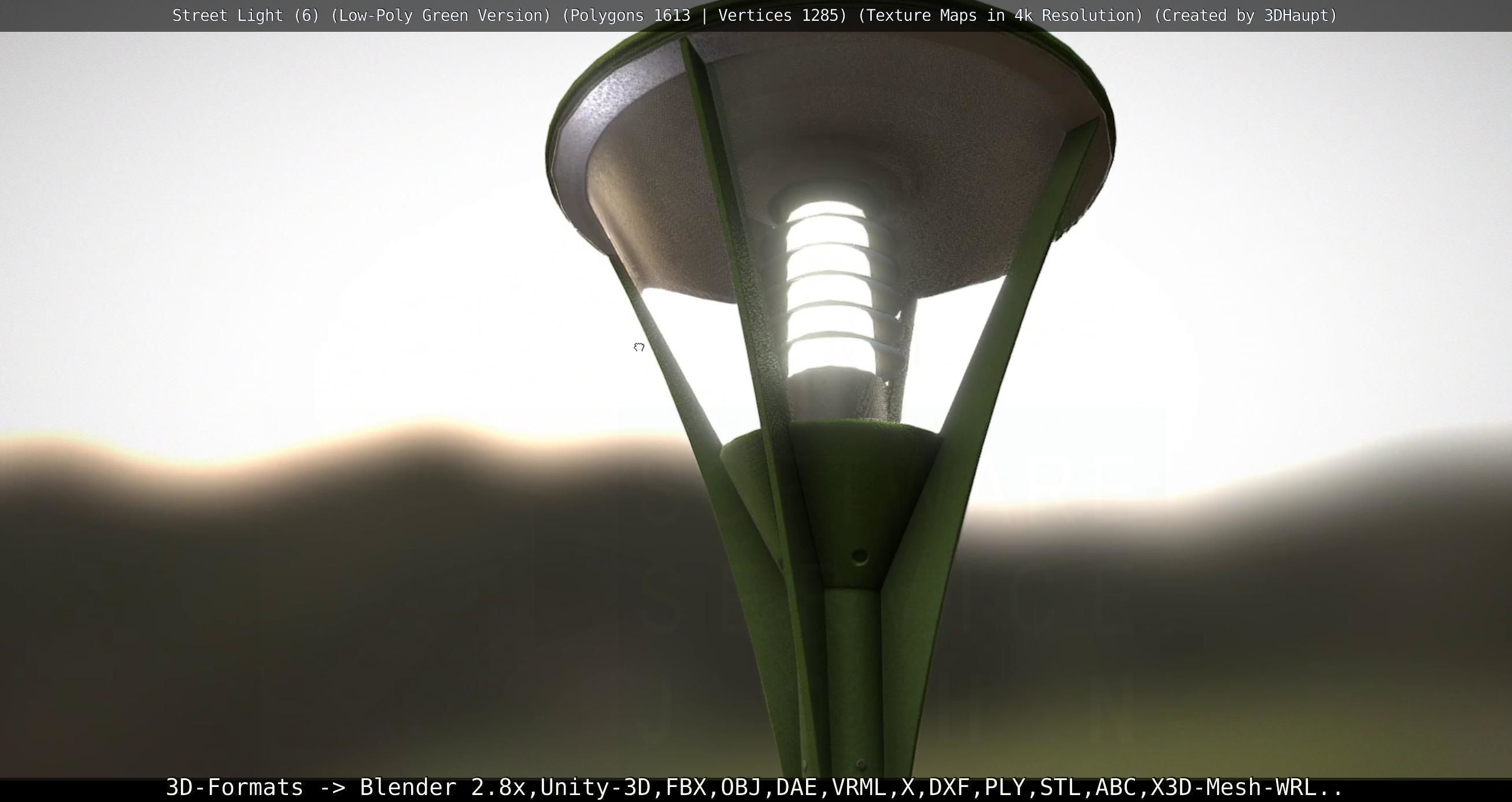 Street Light 6 Green Version Low-poly 3D model_62