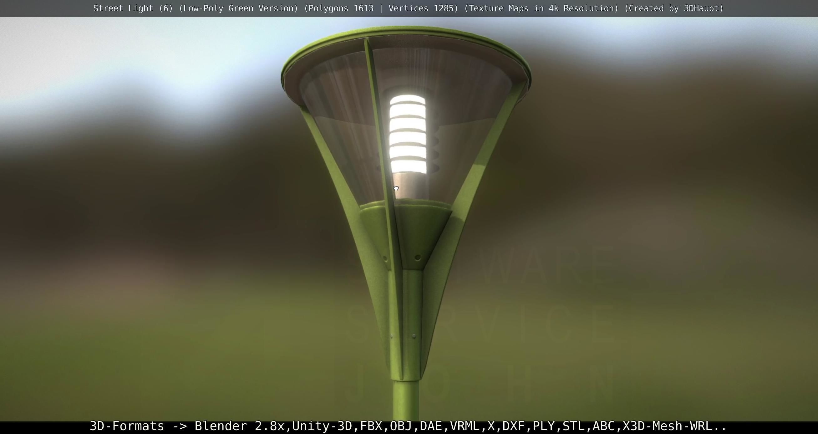 Street Light 6 Green Version Low-poly 3D model_51