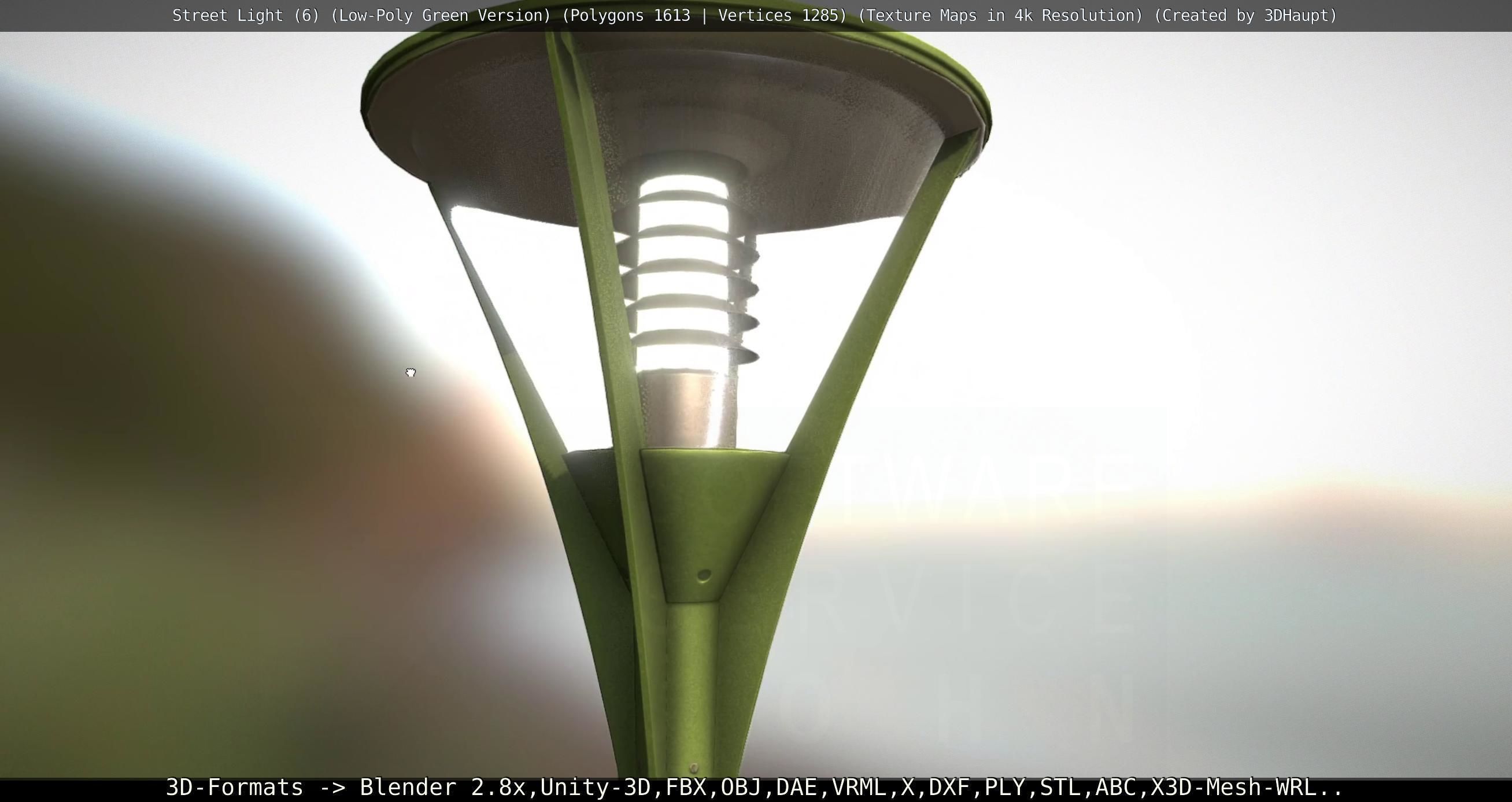 Street Light 6 Green Version Low-poly 3D model_84