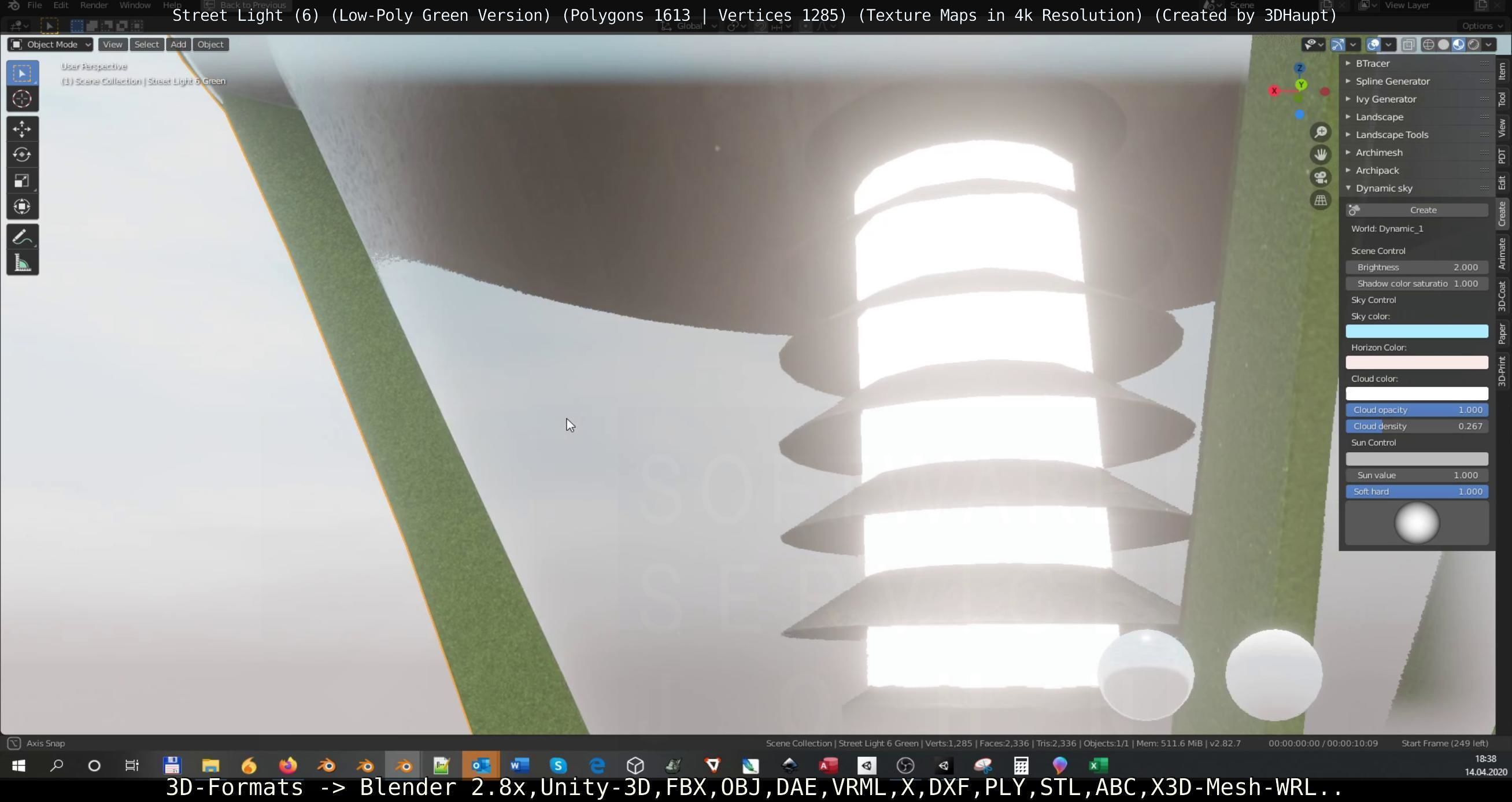 Street Light 6 Green Version Low-poly 3D model_76