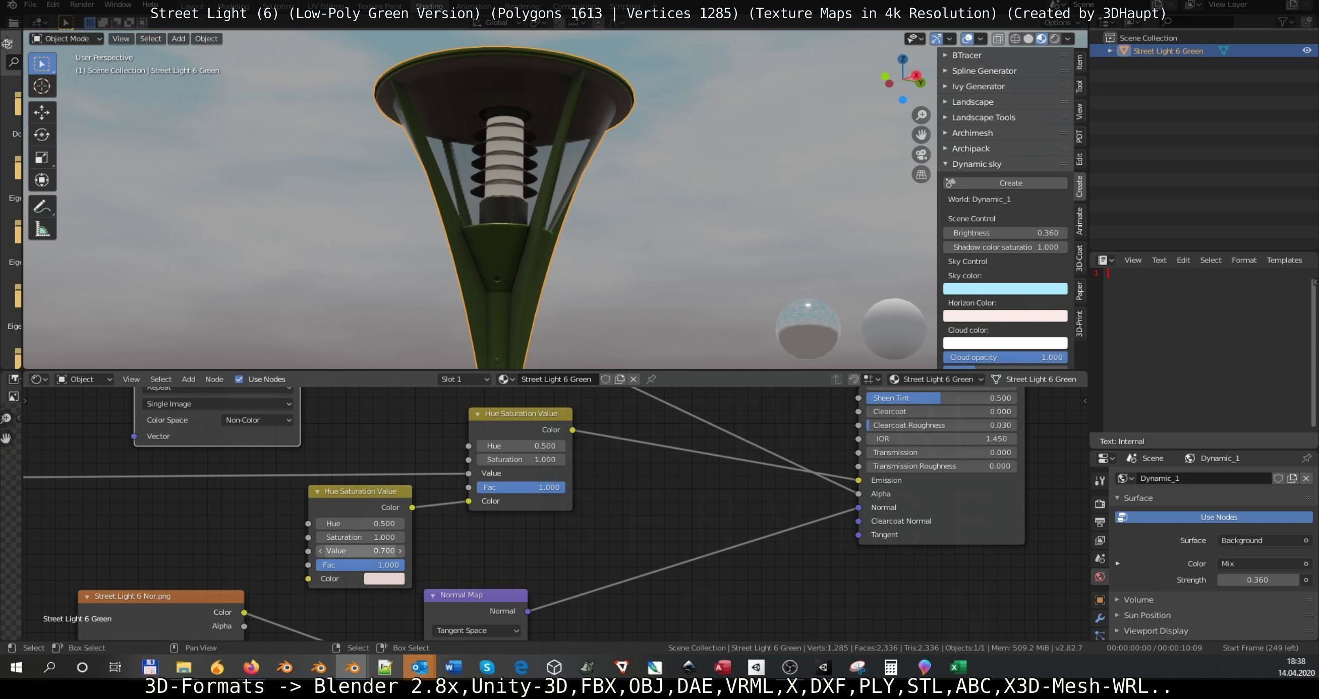 Street Light 6 Green Version Low-poly 3D model_58