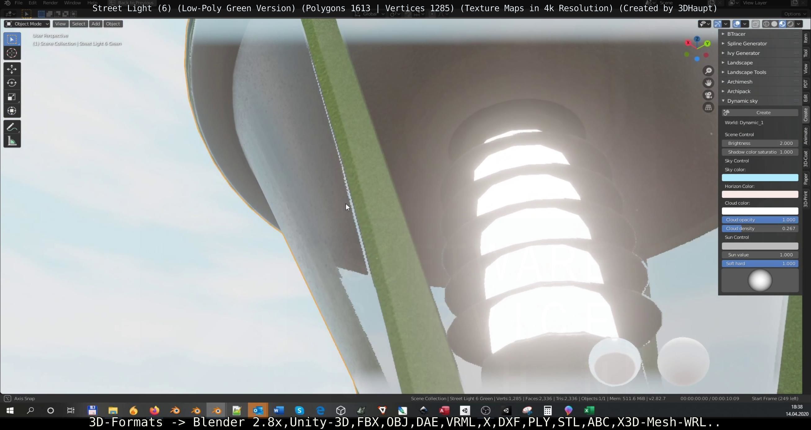 Street Light 6 Green Version Low-poly 3D model_75