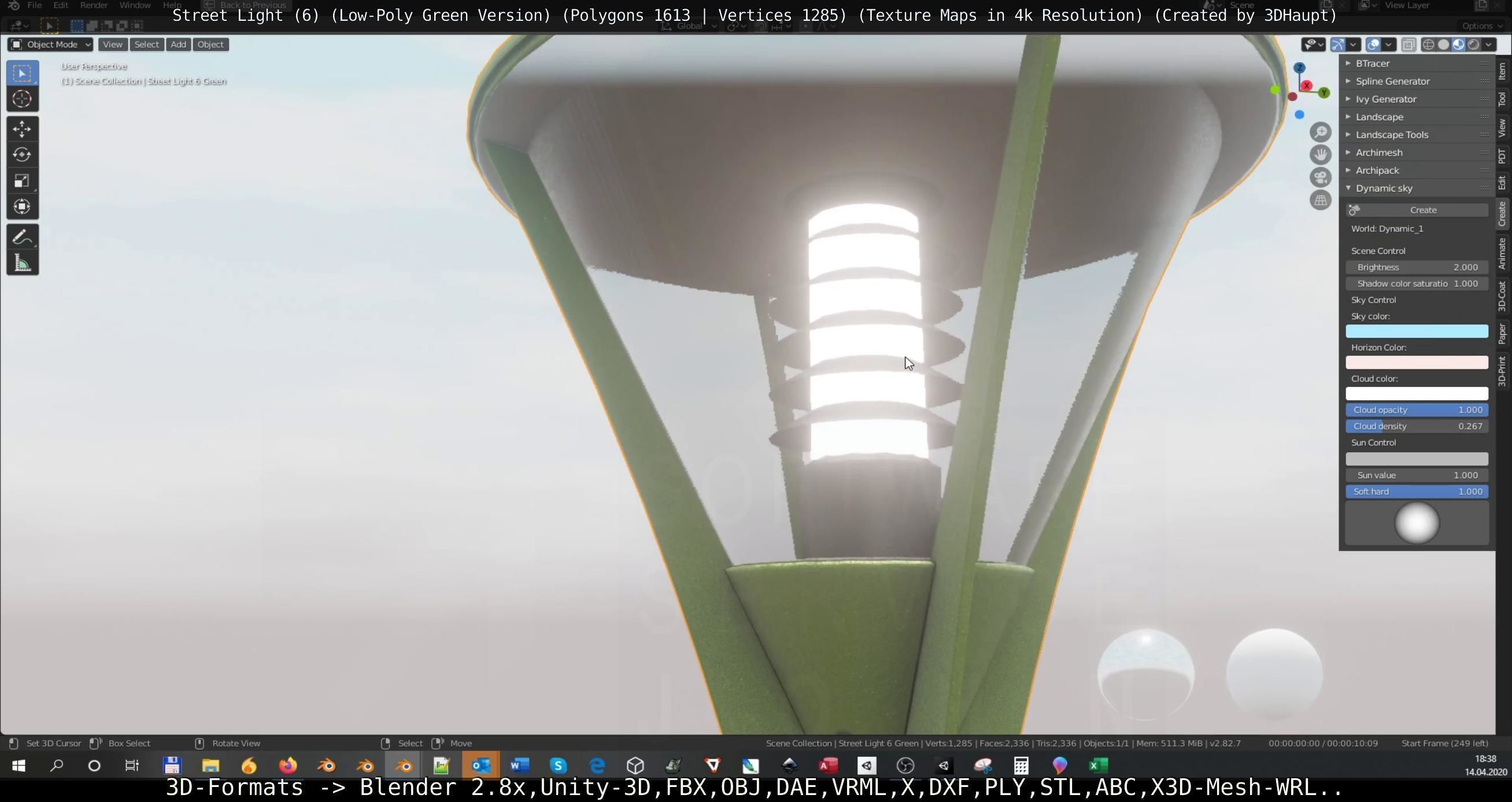 Street Light 6 Green Version Low-poly 3D model_12