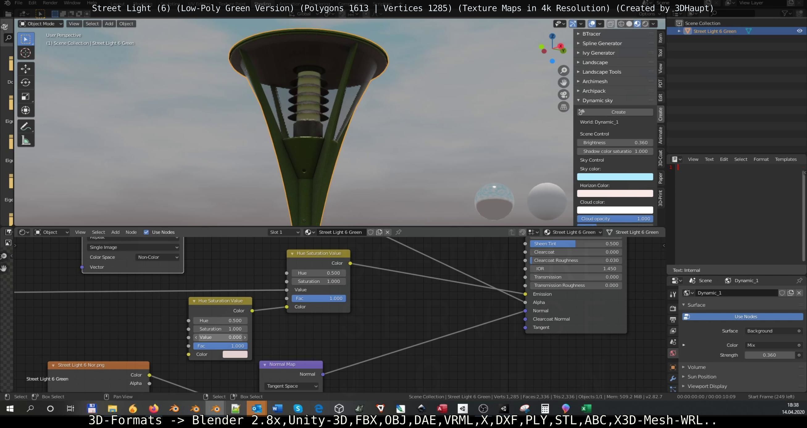 Street Light 6 Green Version Low-poly 3D model_59