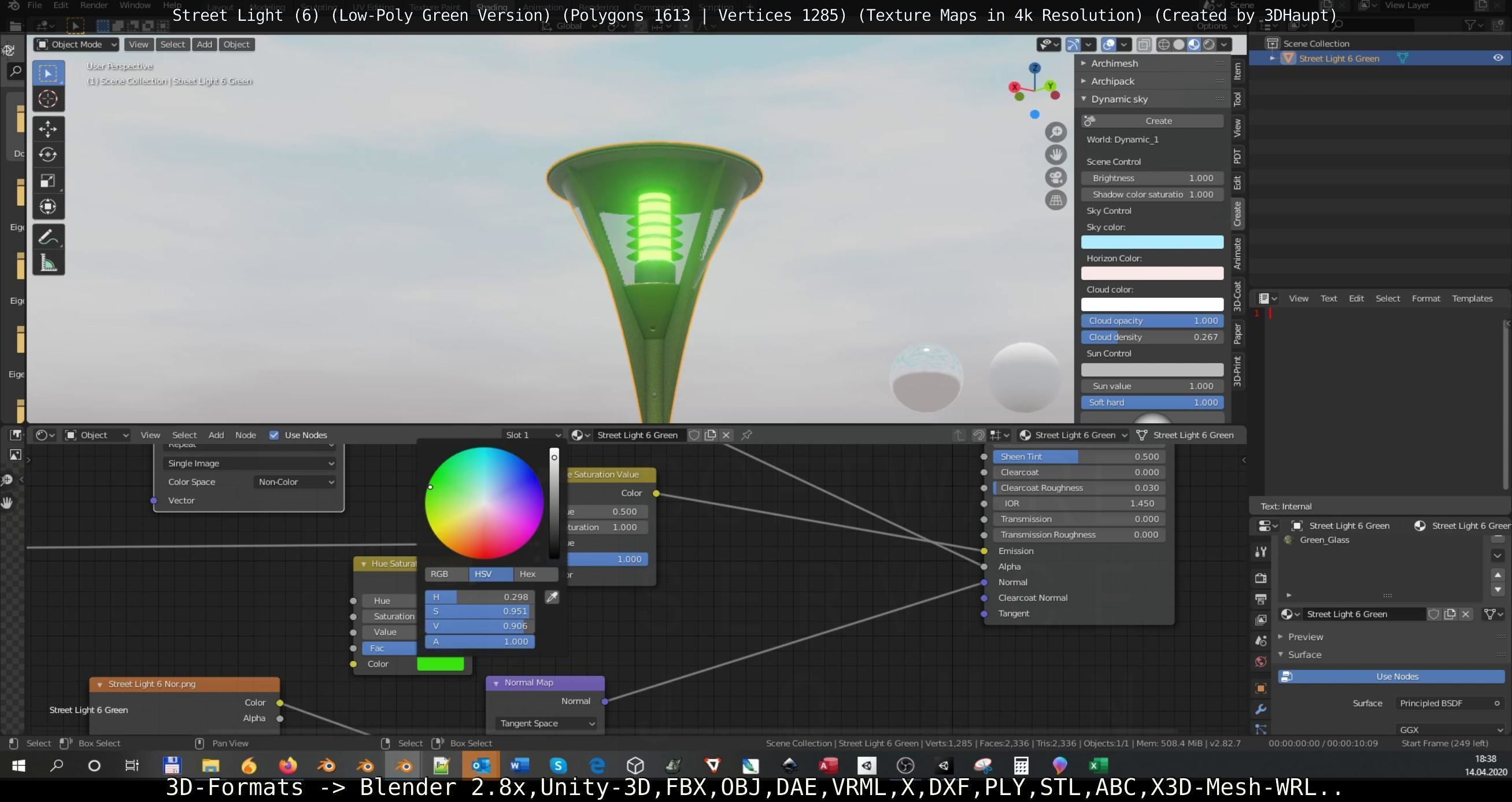 Street Light 6 Green Version Low-poly 3D model_140