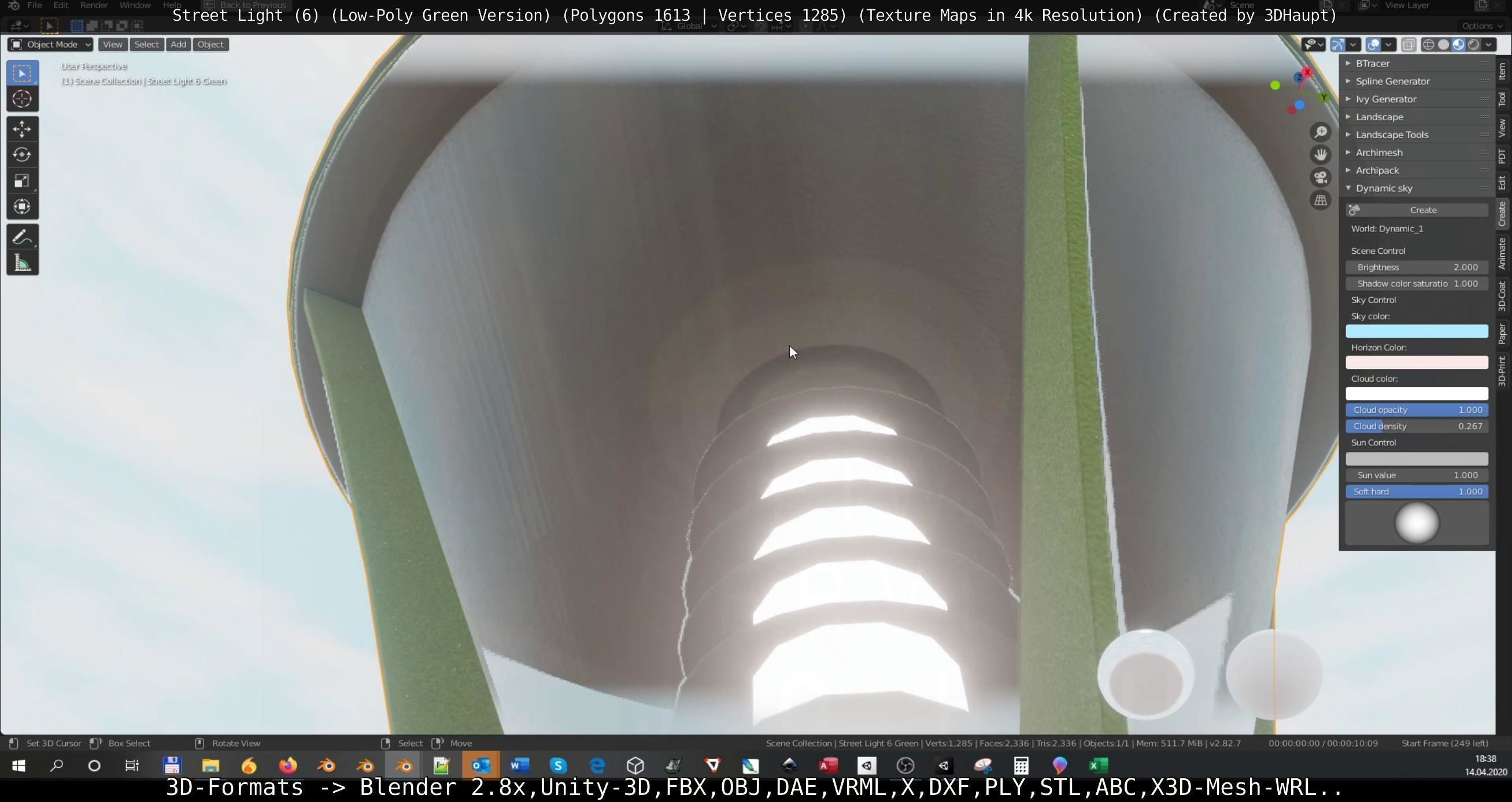 Street Light 6 Green Version Low-poly 3D model_74