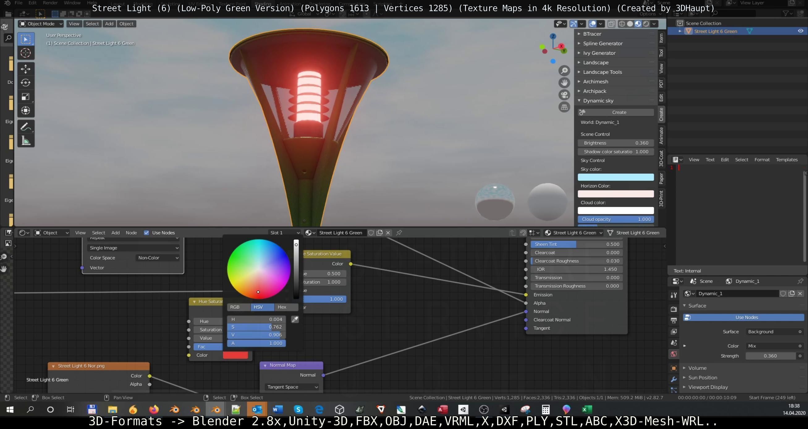Street Light 6 Green Version Low-poly 3D model_27