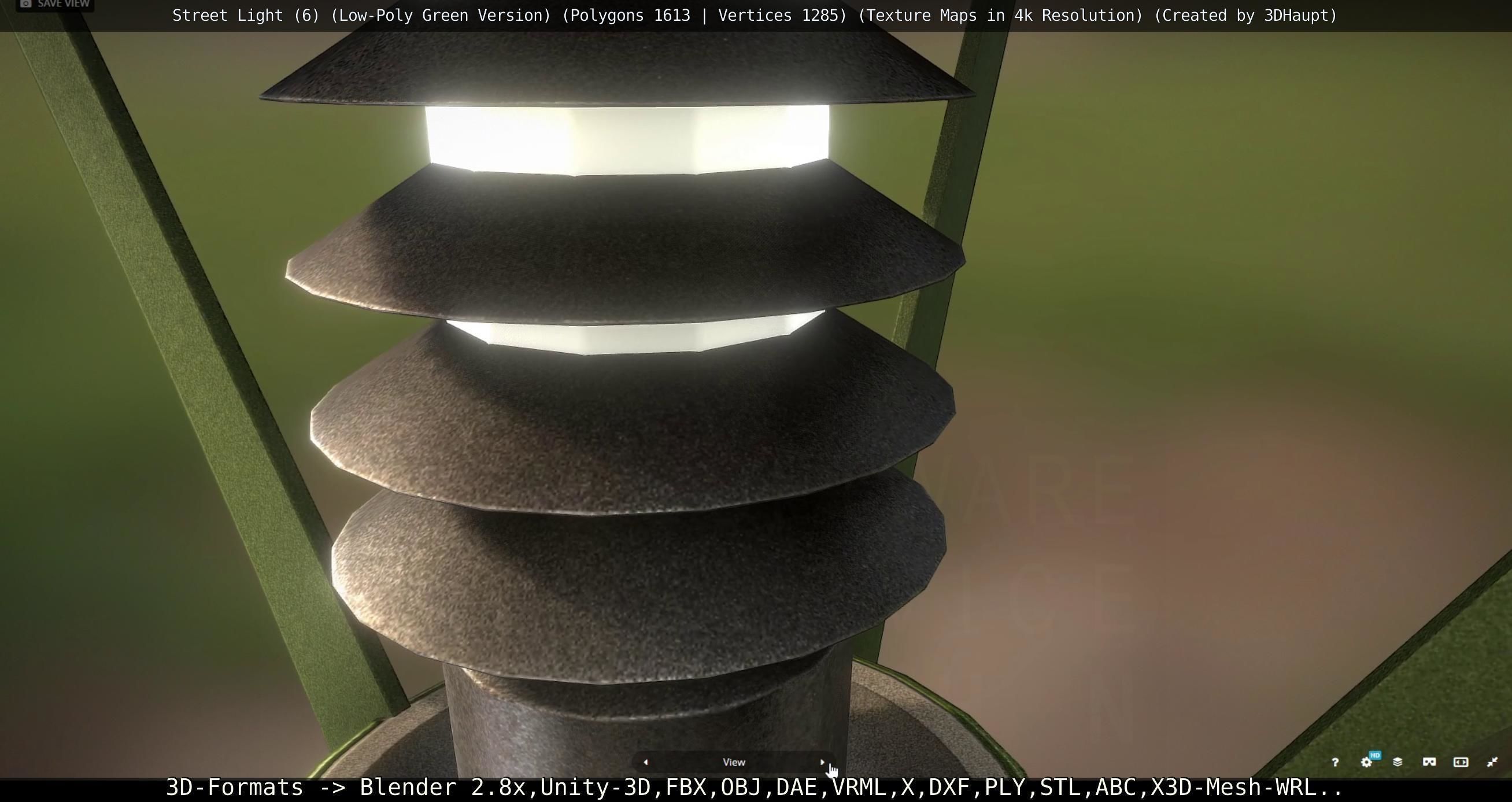 Street Light 6 Green Version Low-poly 3D model_115