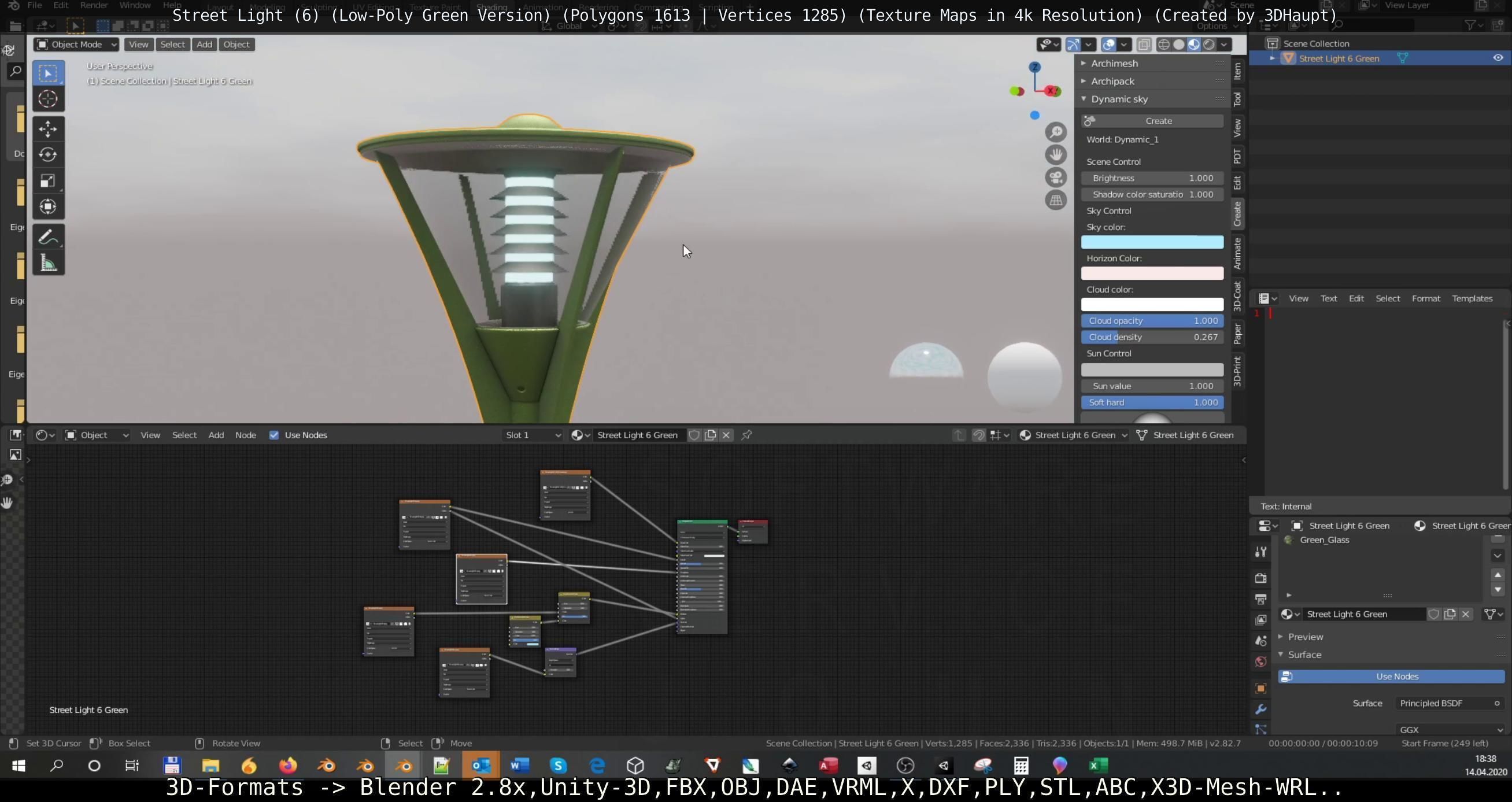 Street Light 6 Green Version Low-poly 3D model_124
